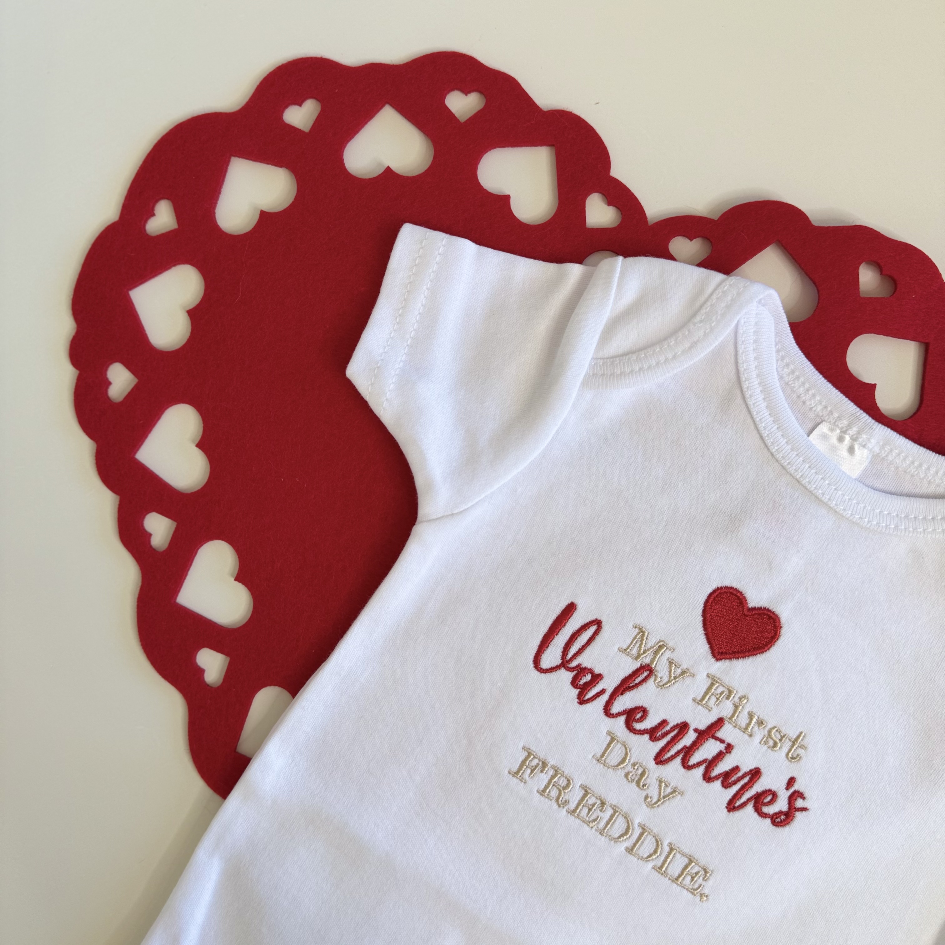 Personalised 'My First Valentine's Day' Bodysuit