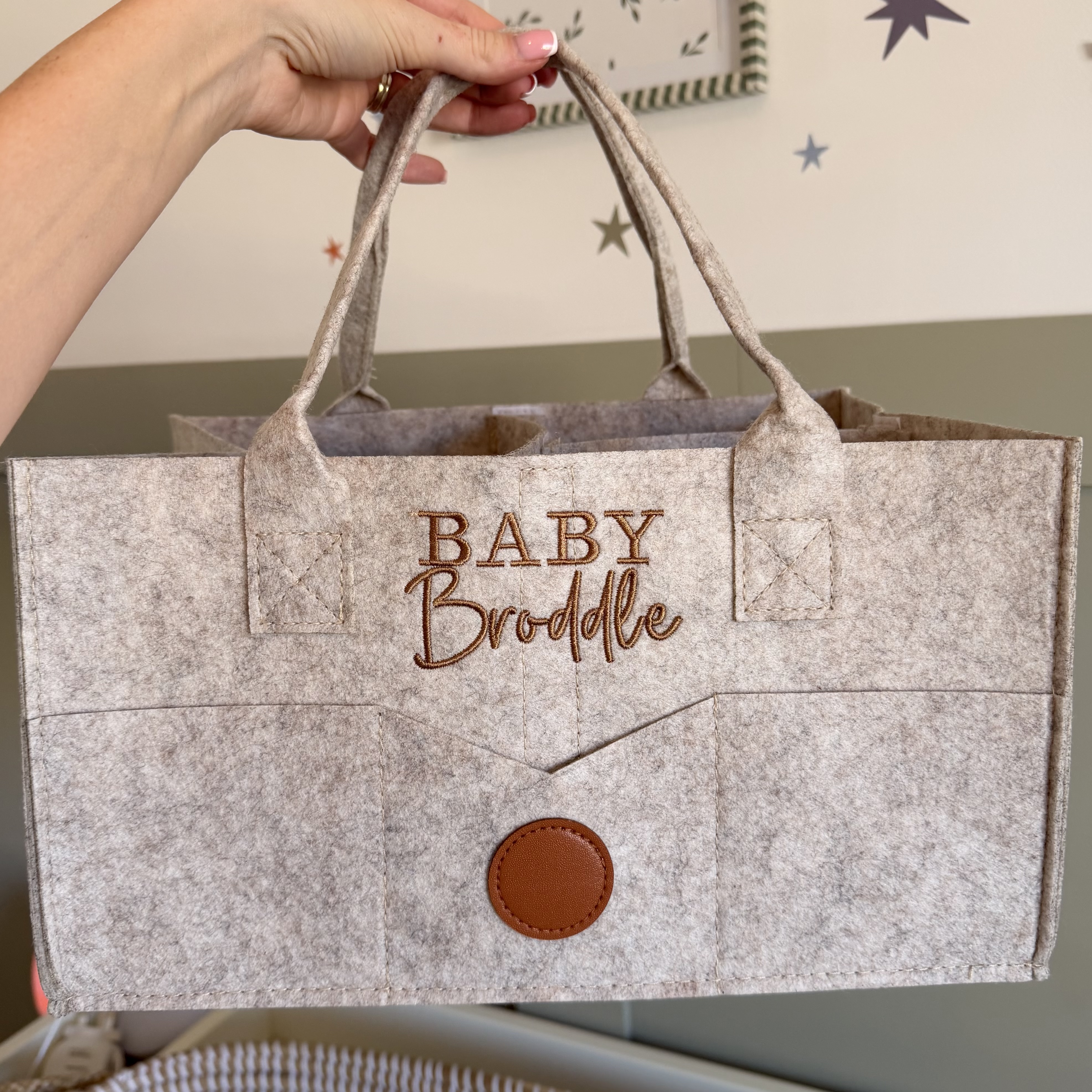 Personalised Beige Nappy Caddy 