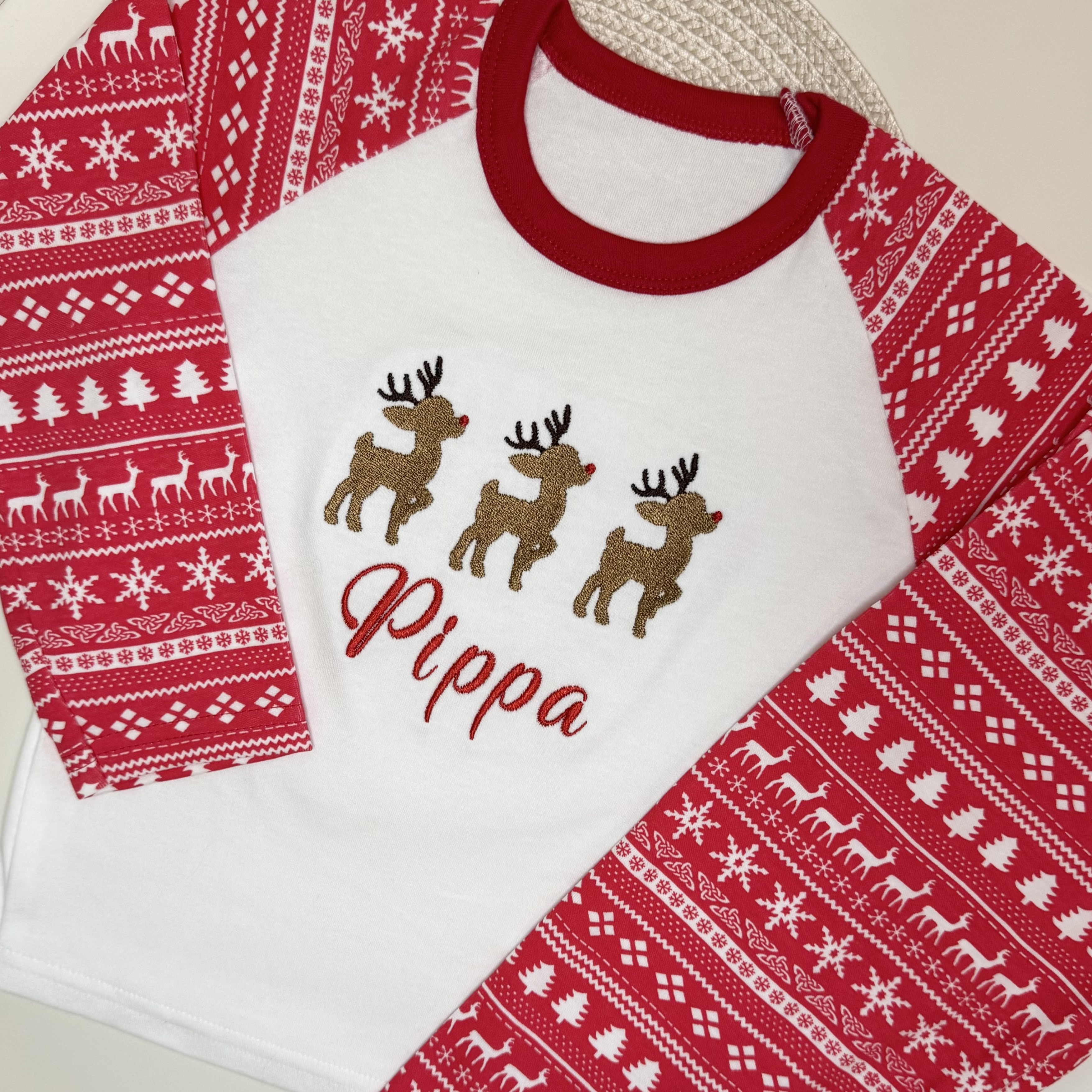 PRE-ORDER Embroidered Christmas Red Pyjamas