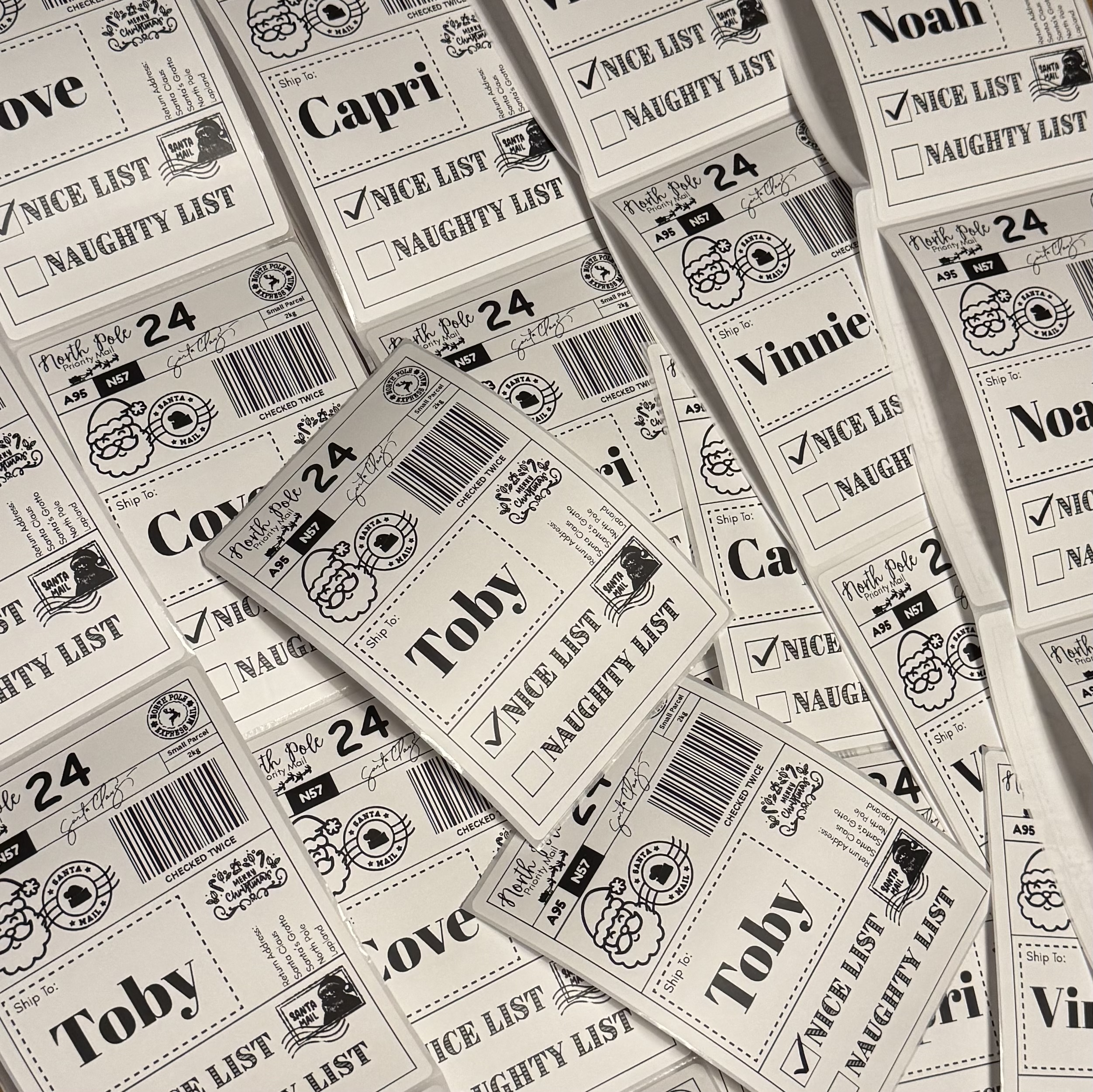 Personalised Santa Postage Label Stickers *10 PACK*