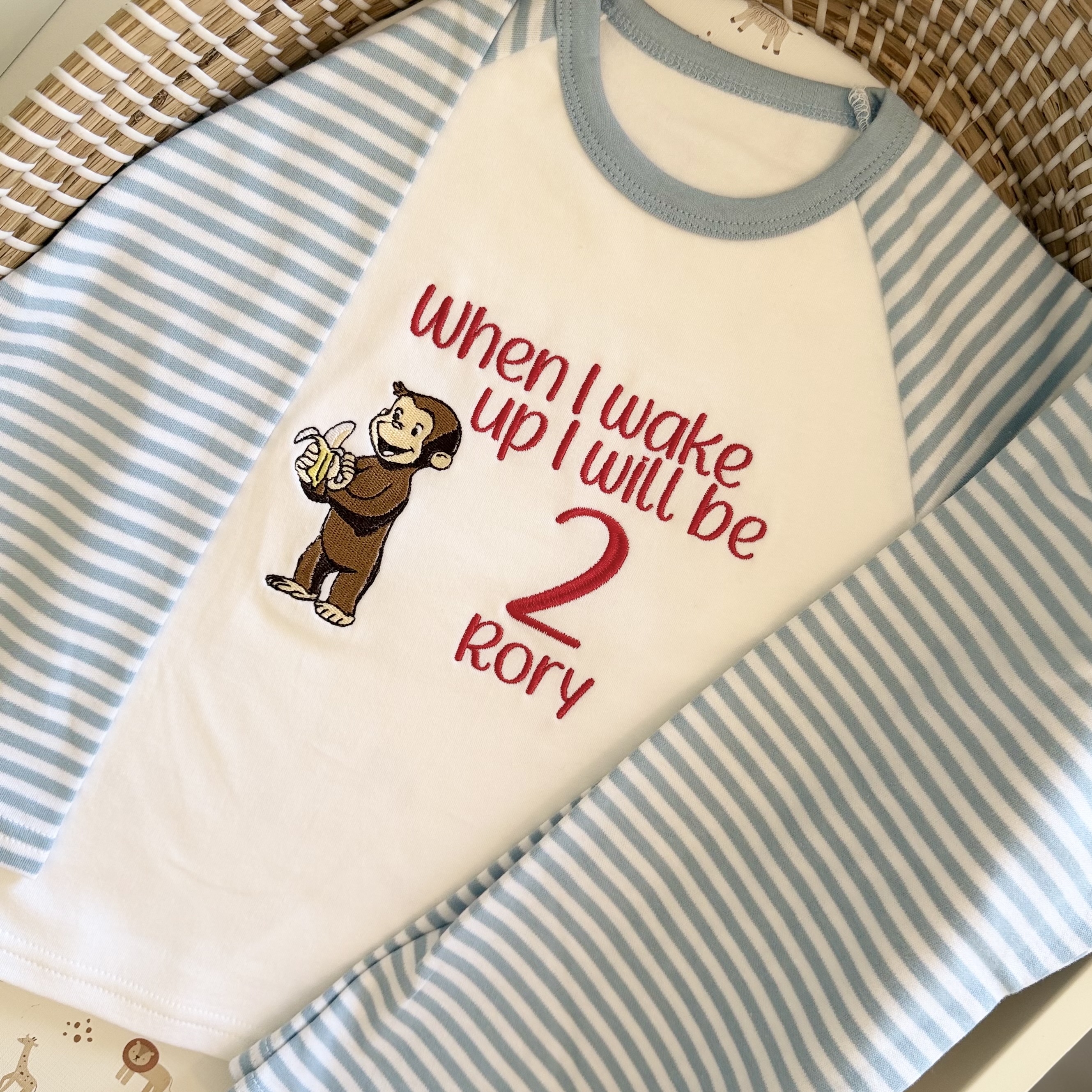 Personalised ‘When I Wake Up’ Curious George Birthday Pyjamas