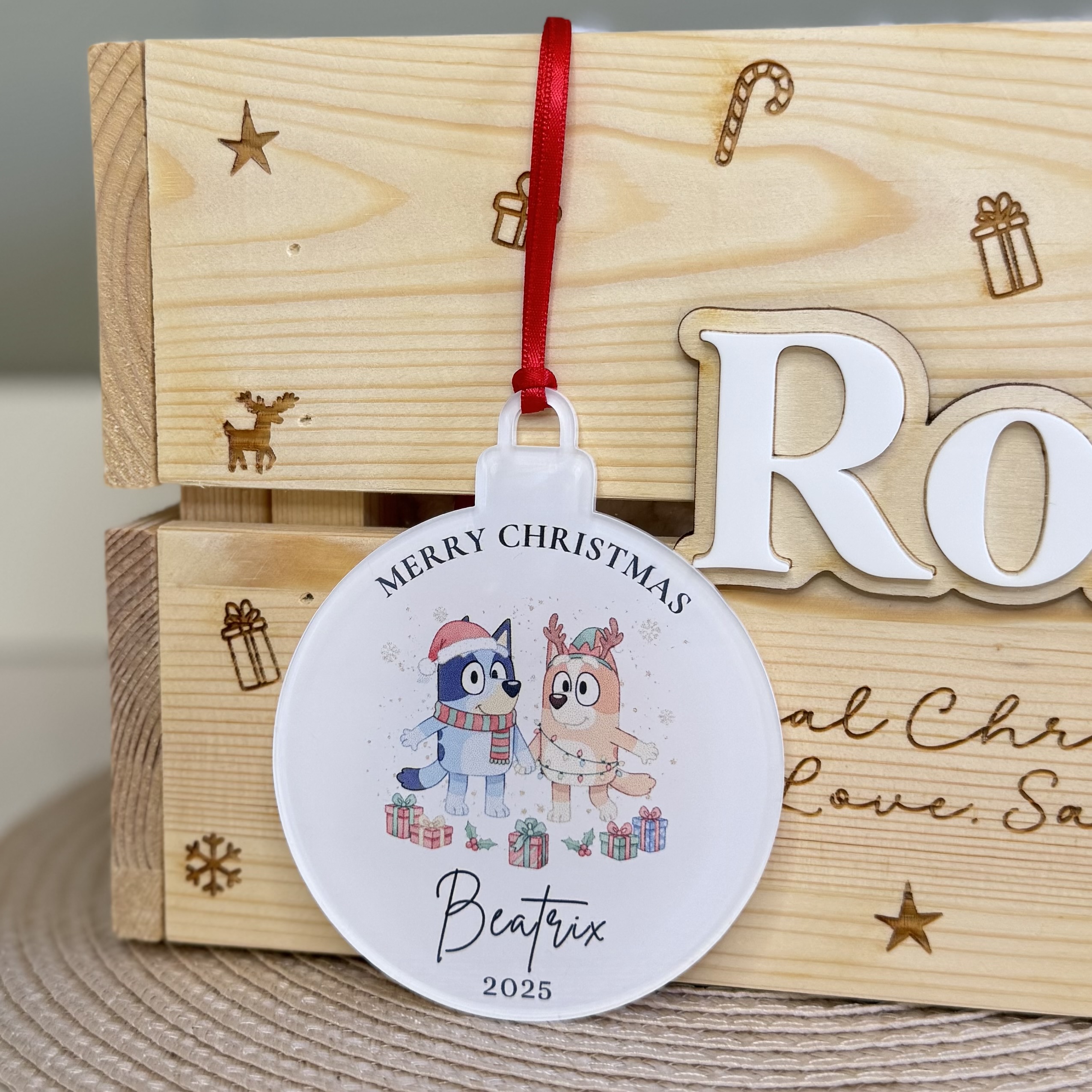 Personalised 'Merry Christmas' Bluey Bauble
