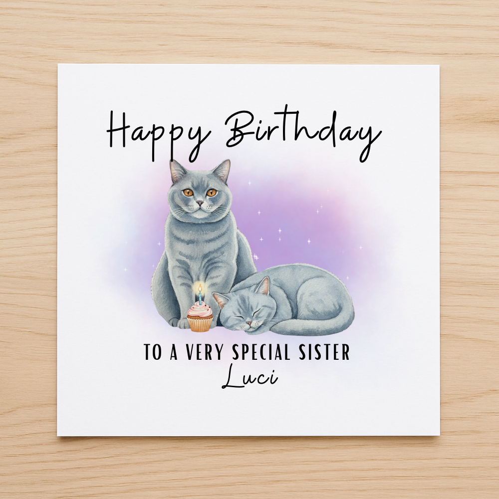 Personalised Cat Birthday Card