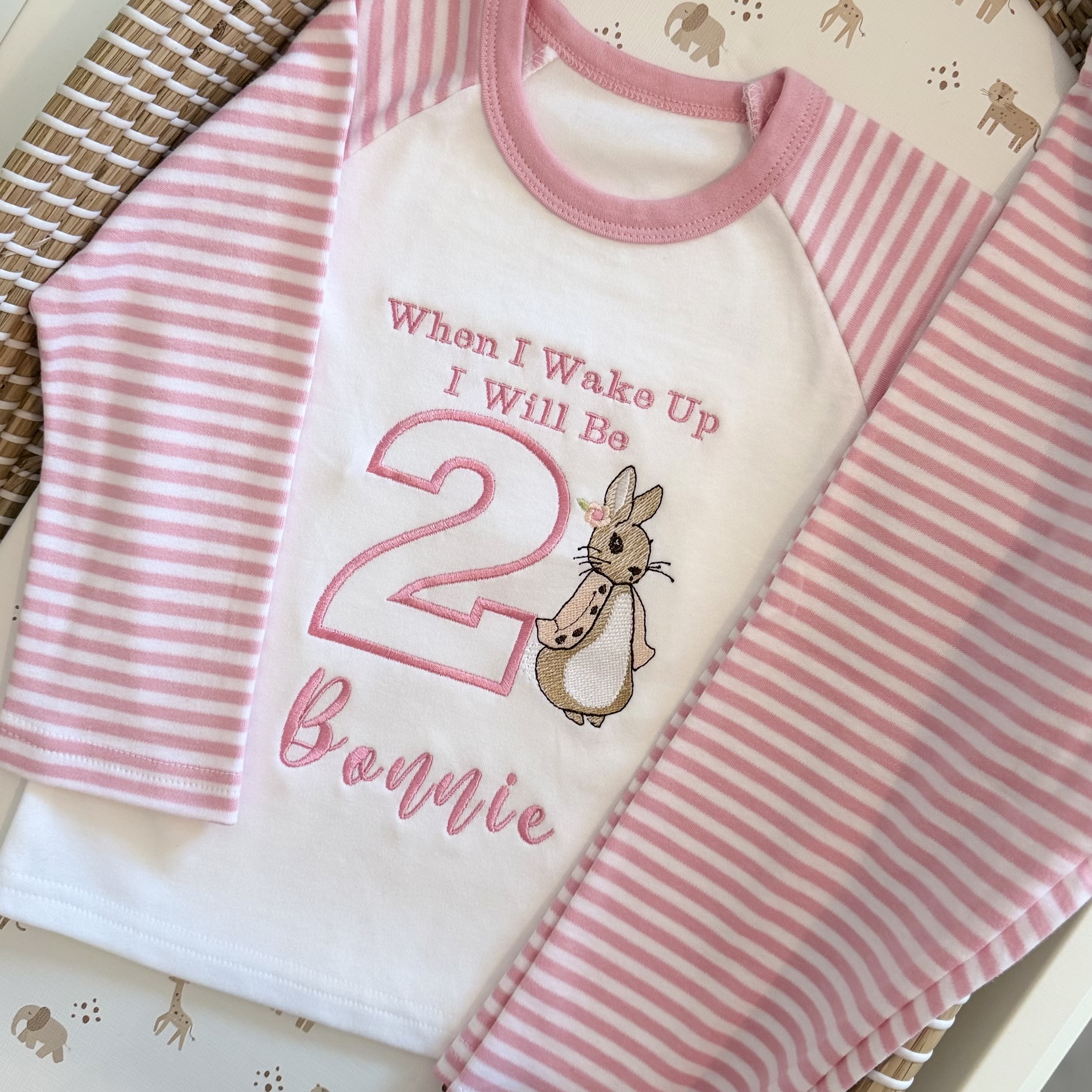 Personalised Pink Flopsy  Birthday Pyjamas