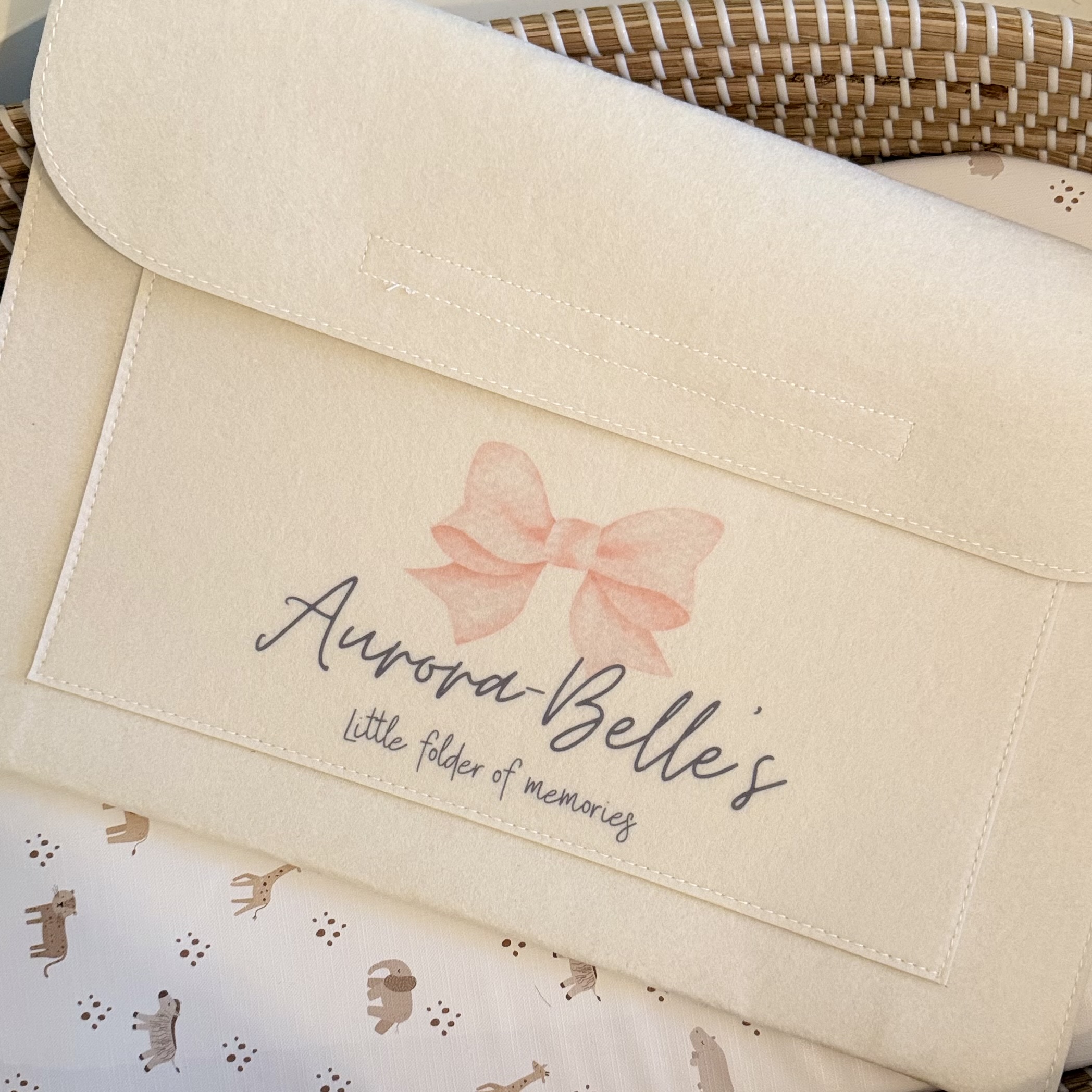 Cream Personalised 'Little Folder Of Memories' With Pink Bow