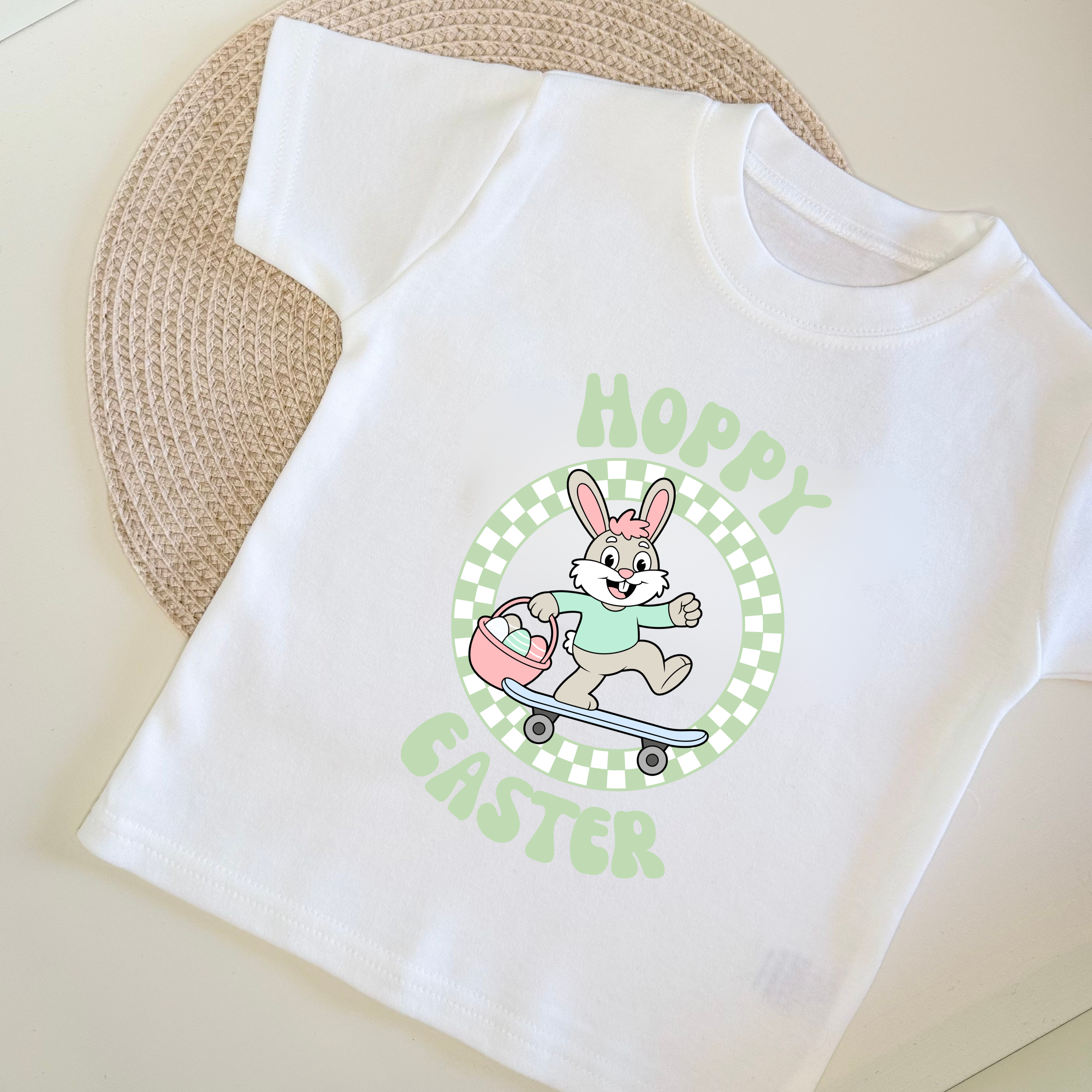 Personalised 'Hoppy Easter' Skateboard T-shirt