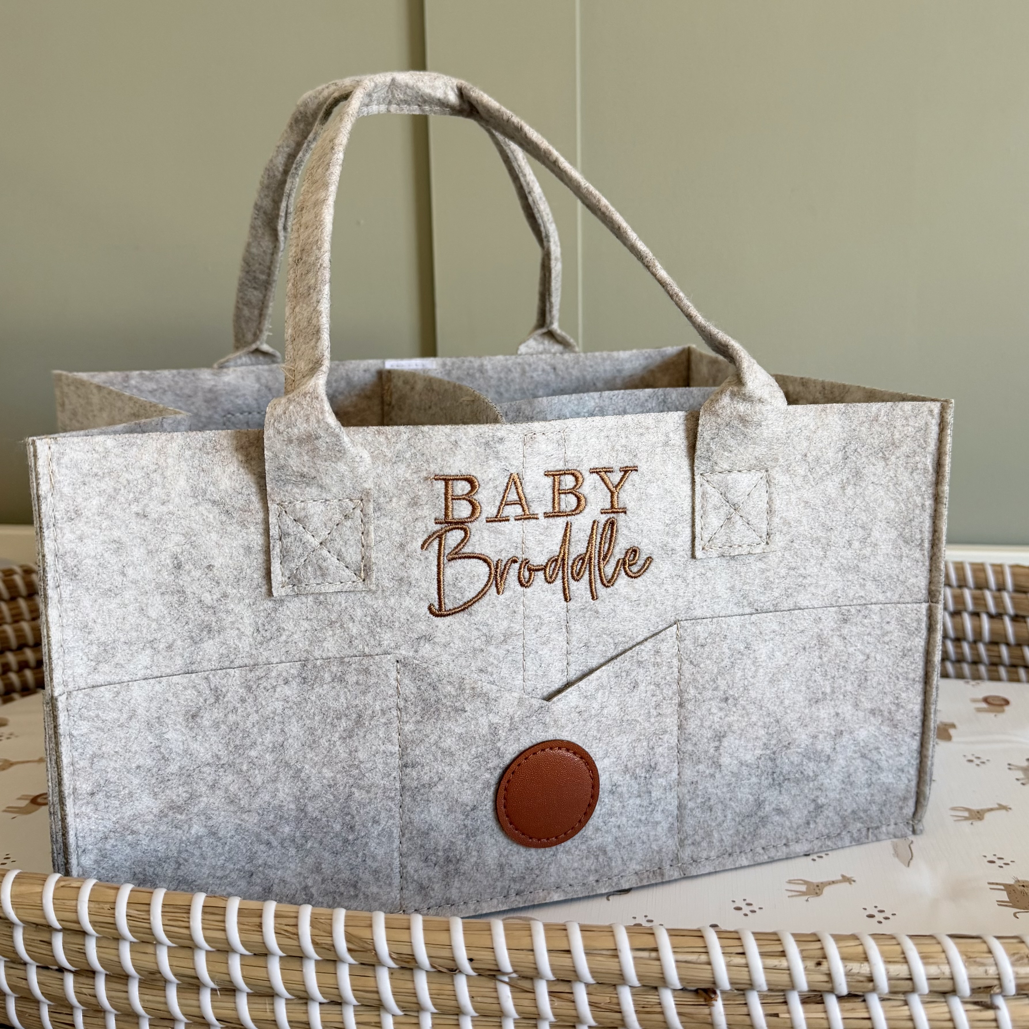 Personalised Beige Nappy Caddy 