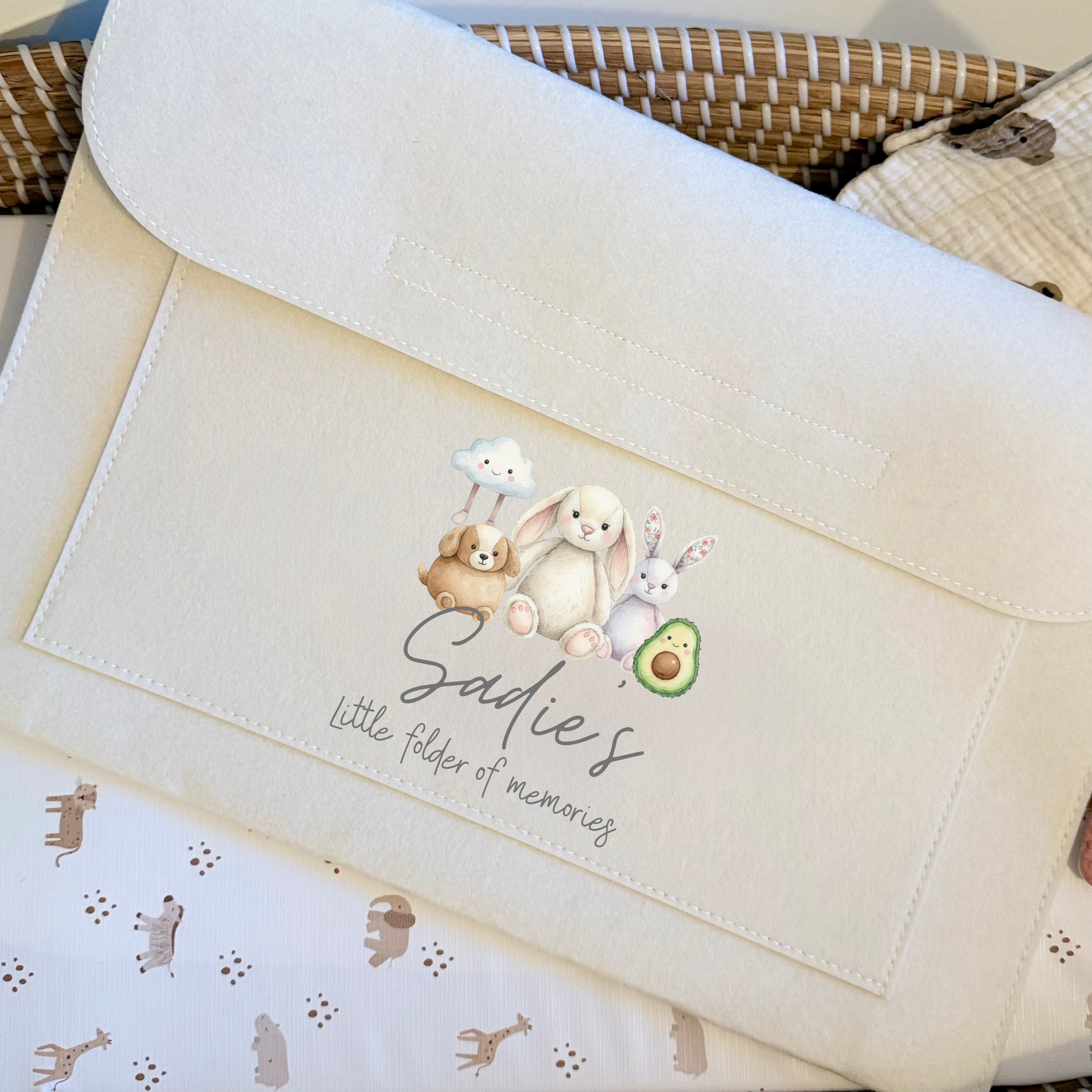 Cream Personalised 'Little Folder Of Memories' Jellycat Style