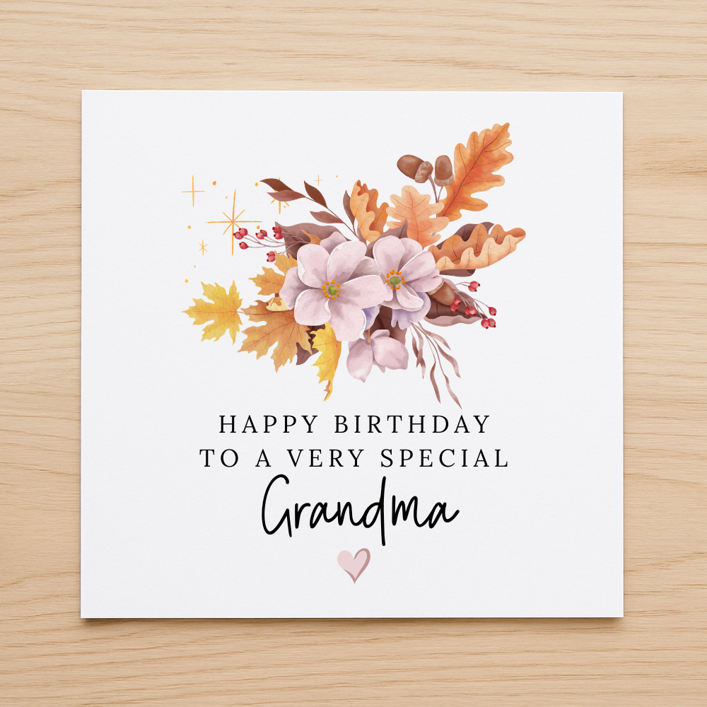 Autumn Flowers 'Happy Birthday' Card