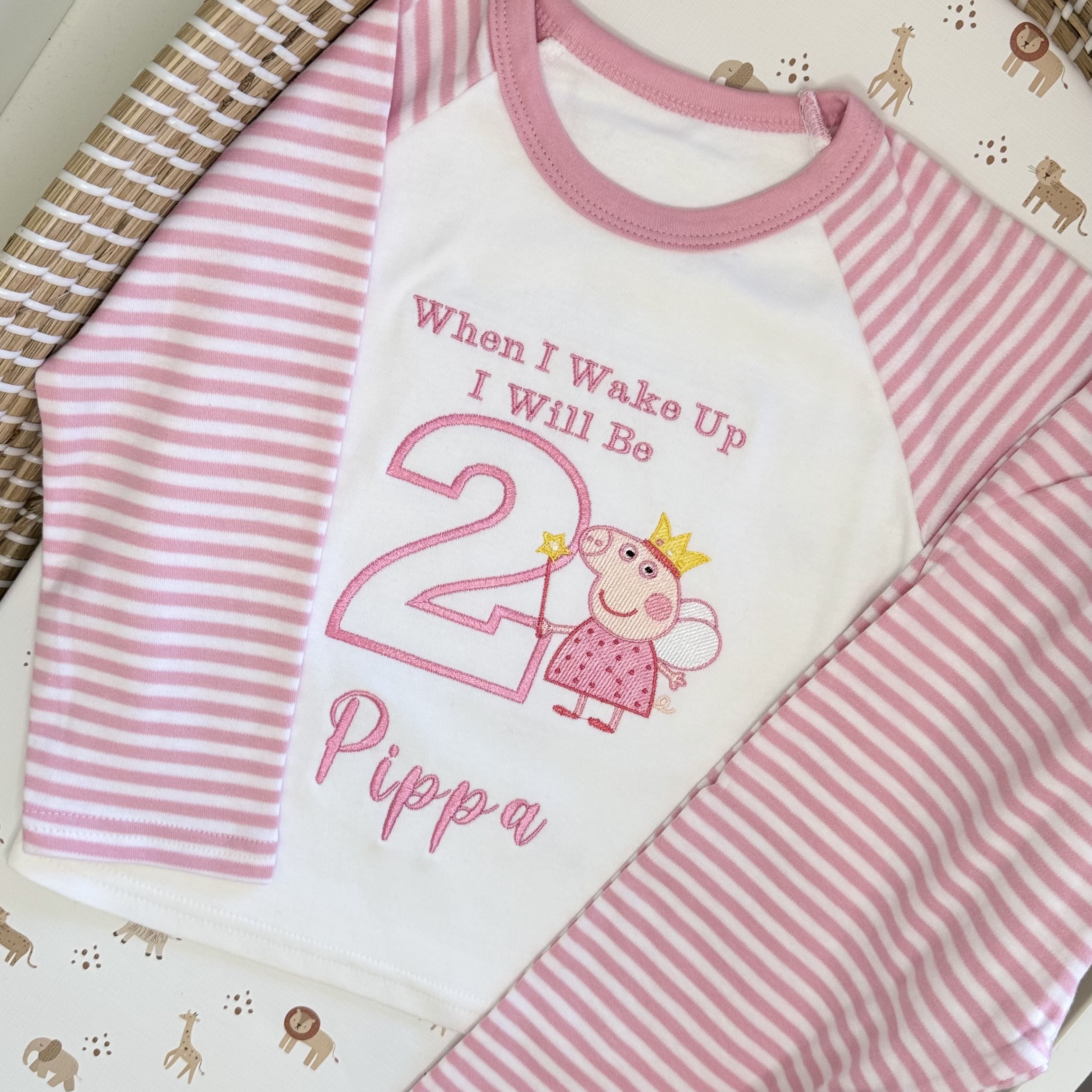 Personalised Pink Peppa Pig Birthday Pyjamas