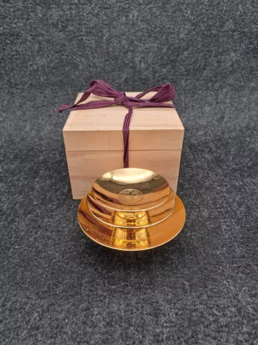 Sakazuki Ceremonial Drinking Bowls Japan Gold Plated in Hinoki Box