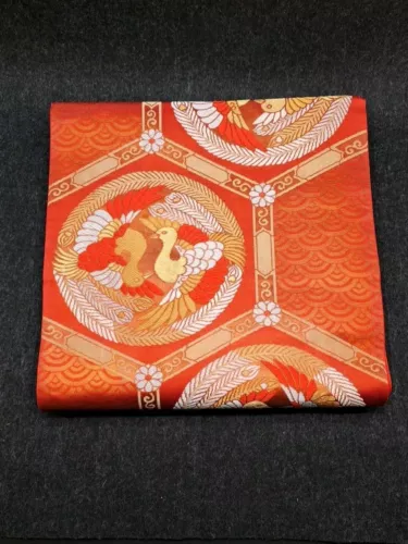 Original Japanese Kimono Obi Silk Belt Fukuro Hanhaba Maru