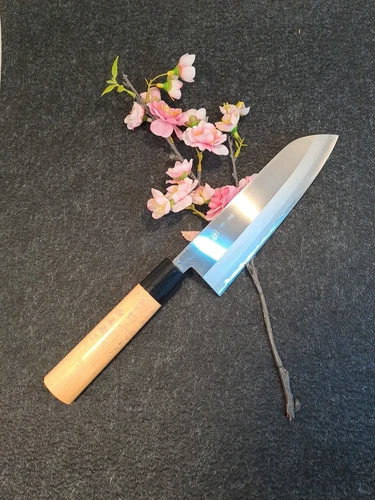 Original Japanese Santoku Seki Chef Knife Hand Forged Double Ply Aogami