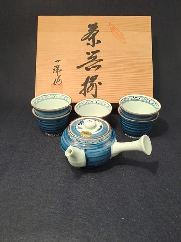 Original Japanese Tea Set Yunomiset Arita Pottery in Original Box