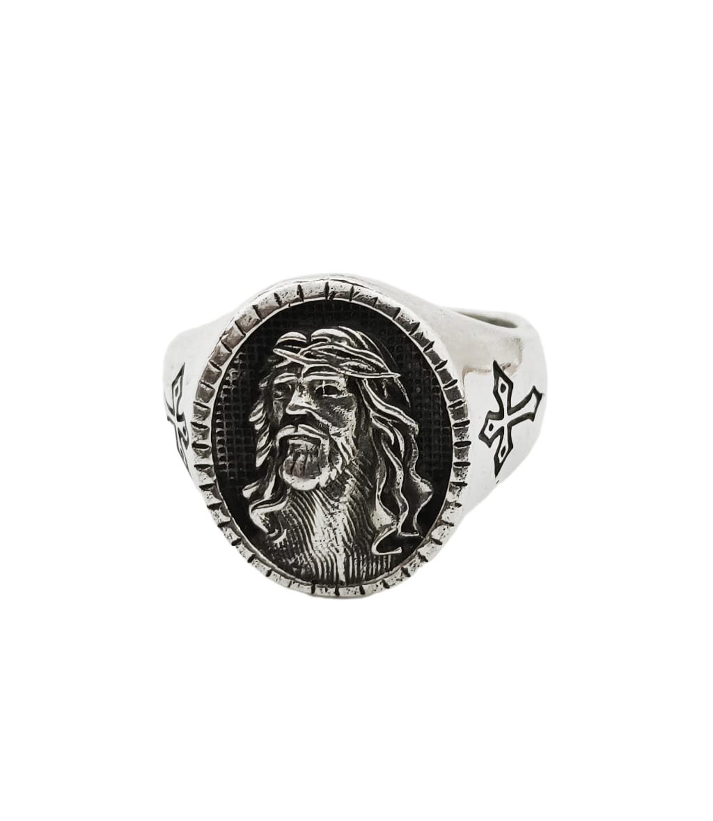Anillo de plata con el rostro de Cristo