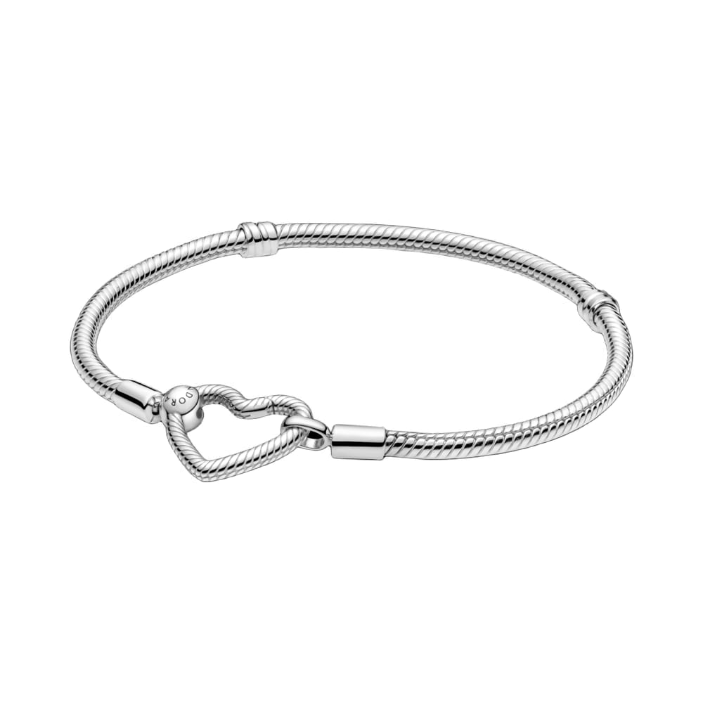 Pulsera de plata pandora con cierre de corazón