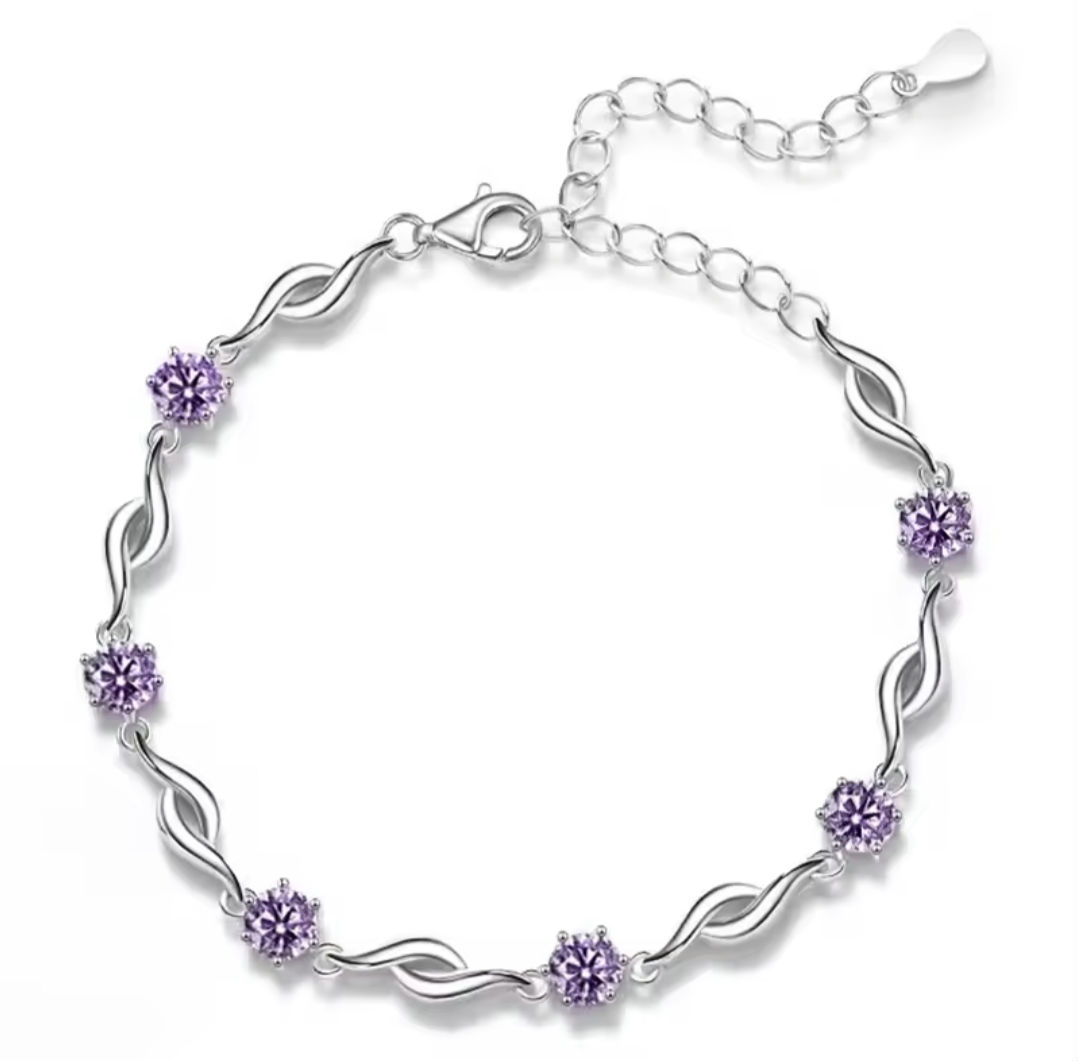 Pulsera de plata con cristales amatistas