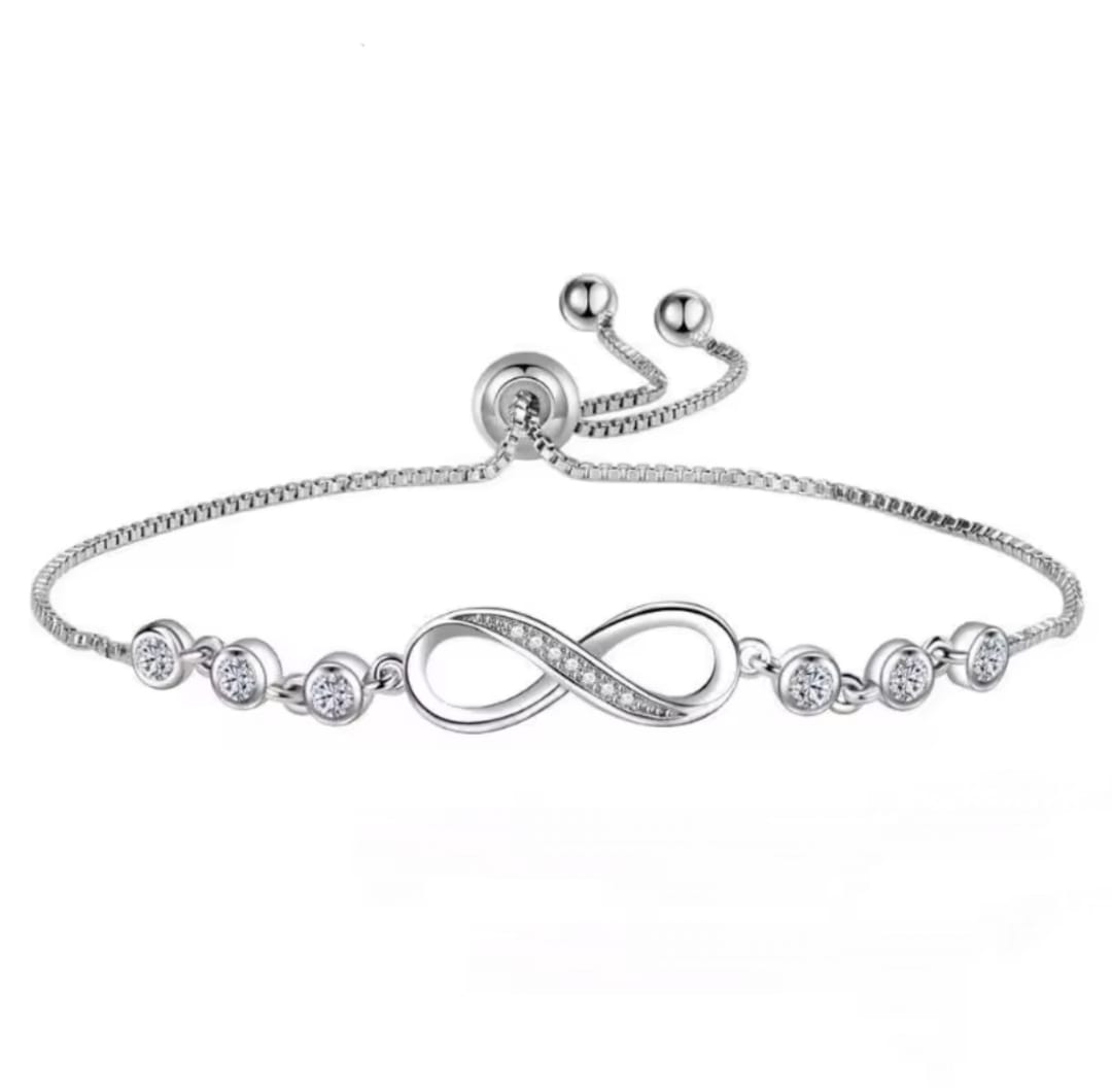 Pulsera de plata infinito con circonias