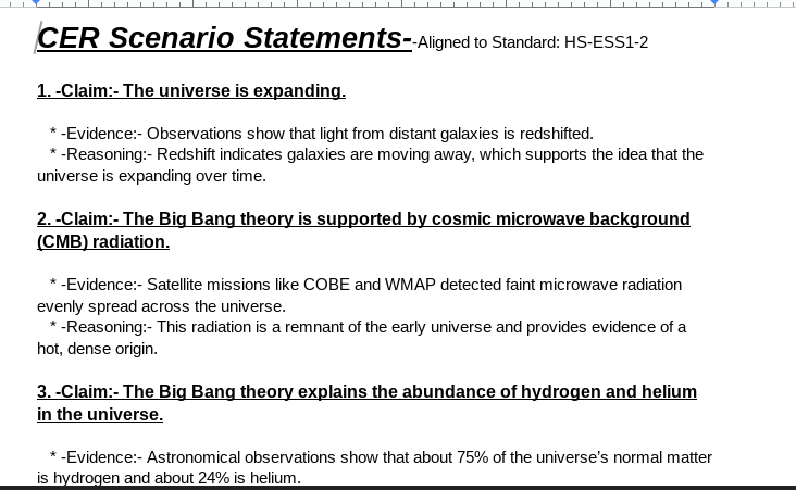 CER Scenario Statements