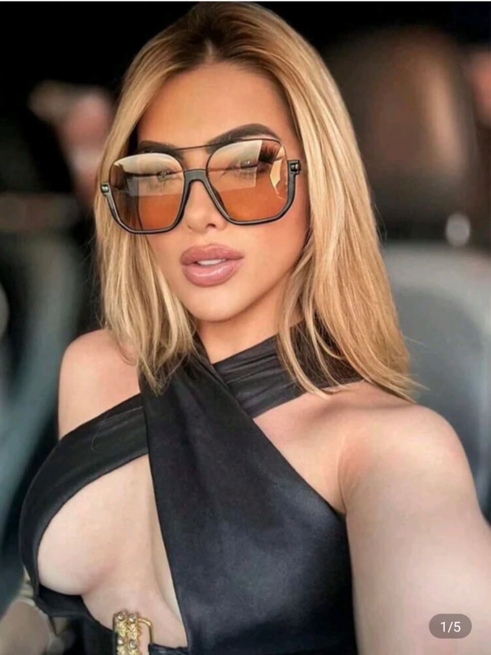 Large Semi-Round Caramel Women’s Sunglasses