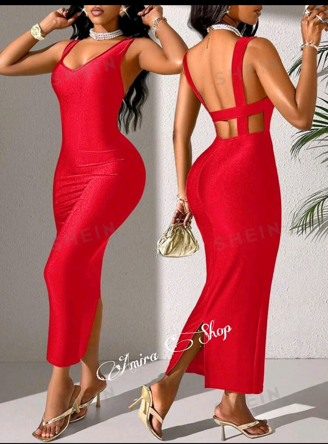Vestido largo rojo elegante
