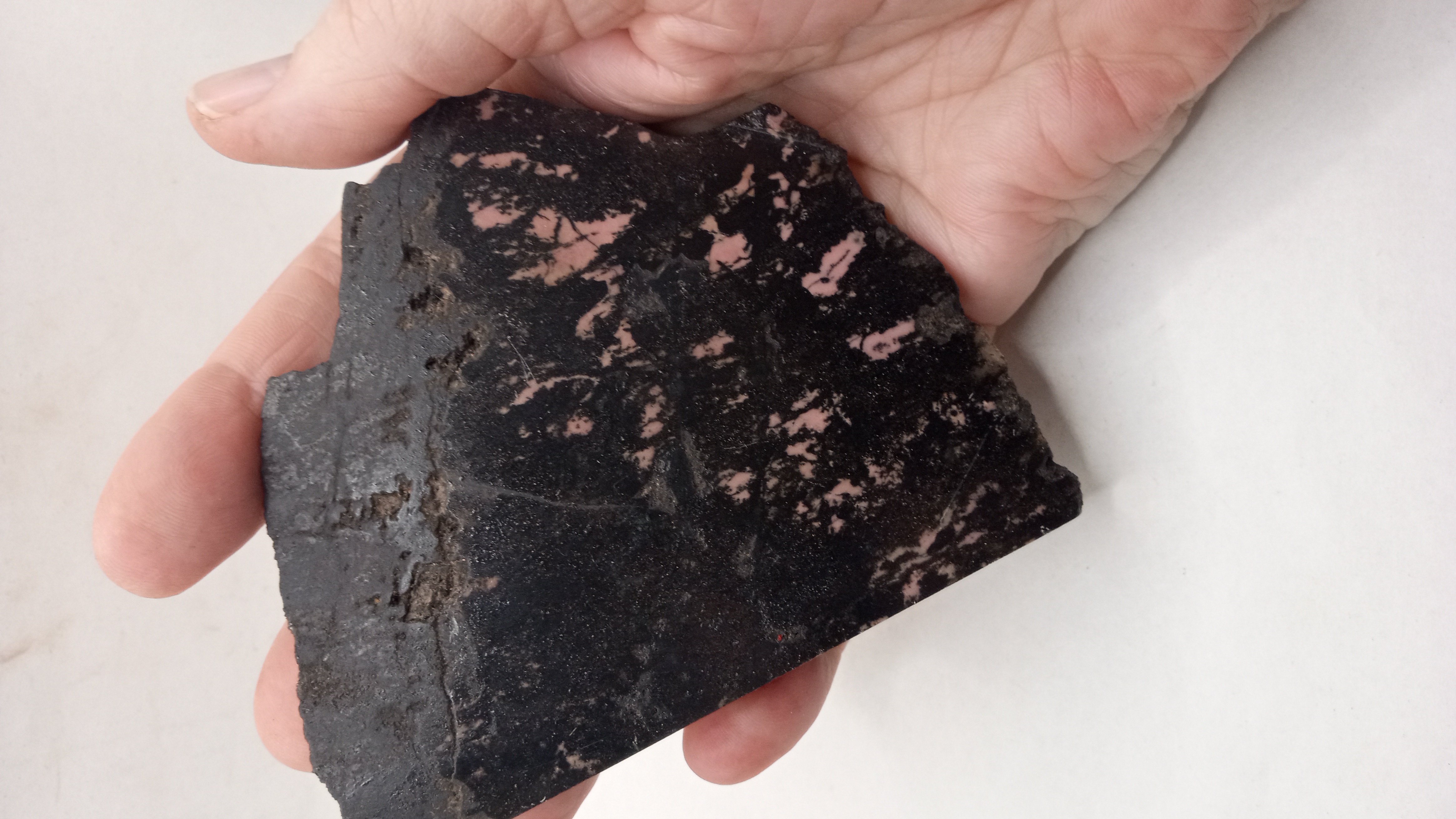 Rhodonite in Black Basalt- Eastern Europe ~