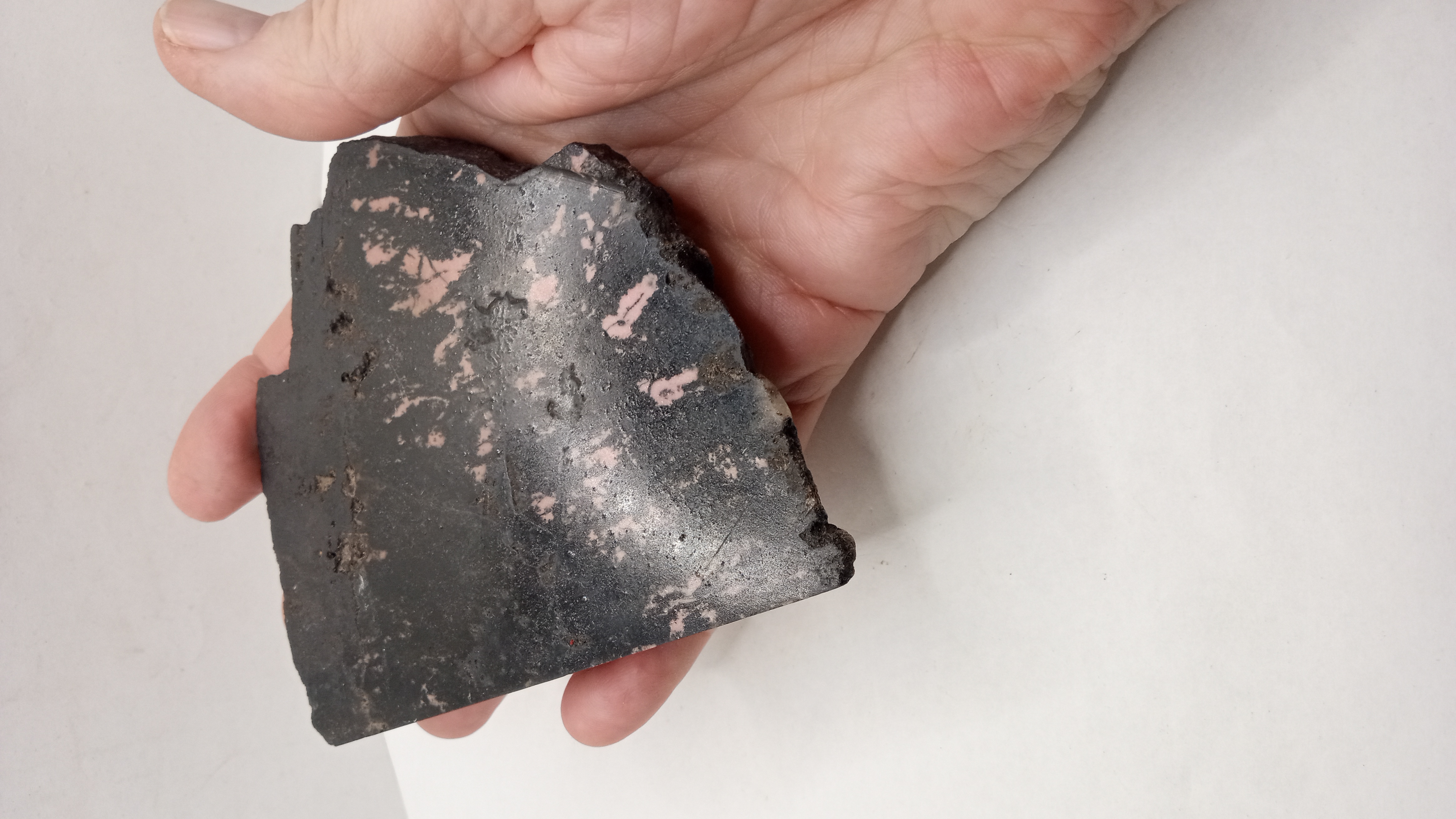Rhodonite in Black Basalt- Eastern Europe ~