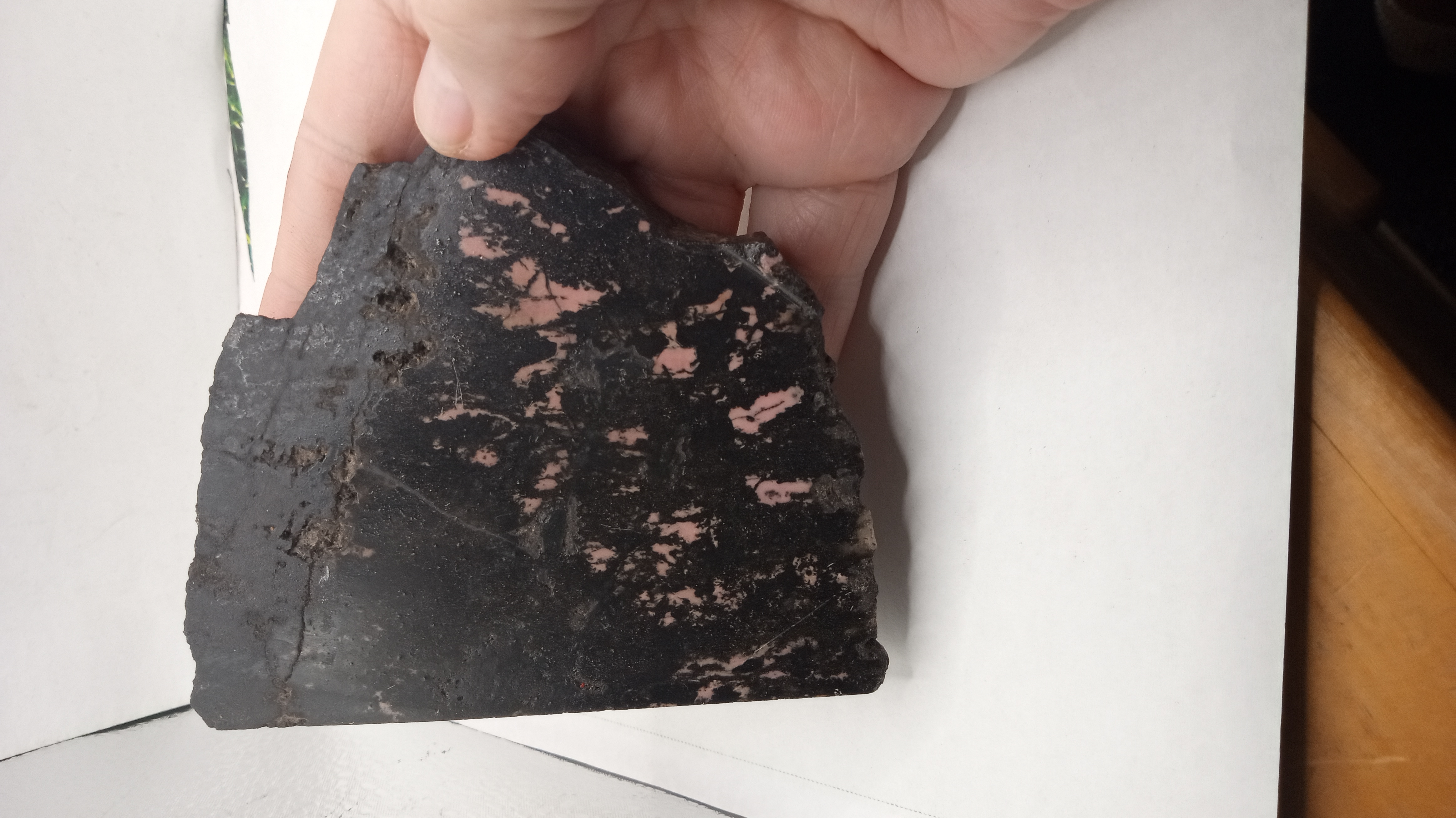 Rhodonite in Black Basalt- Eastern Europe ~
