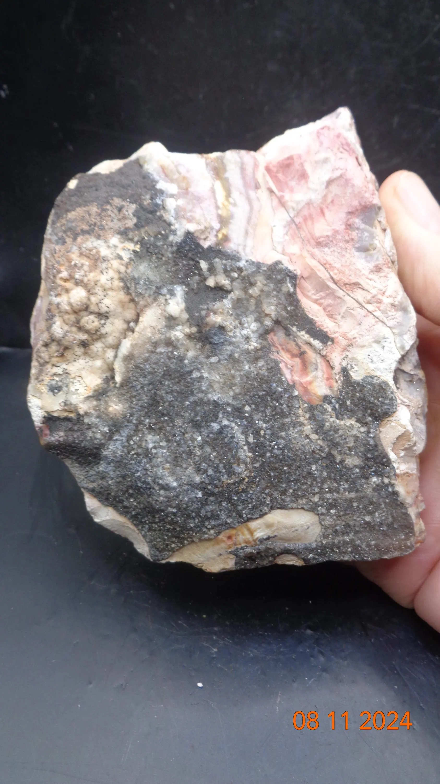 Crazy Lace Agate w/ Black Calcite Crystals -