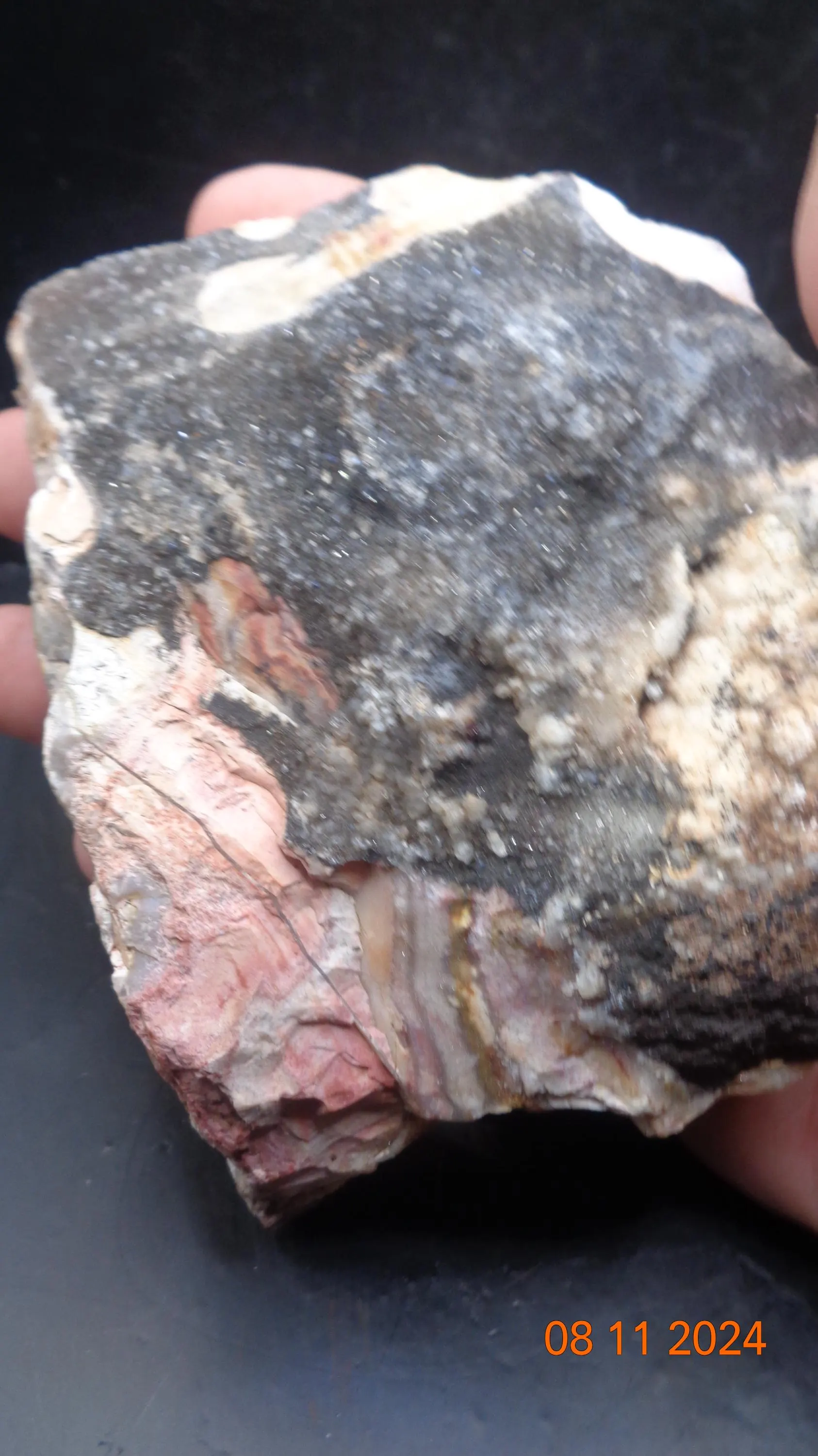 Crazy Lace Agate w/ Black Calcite Crystals -