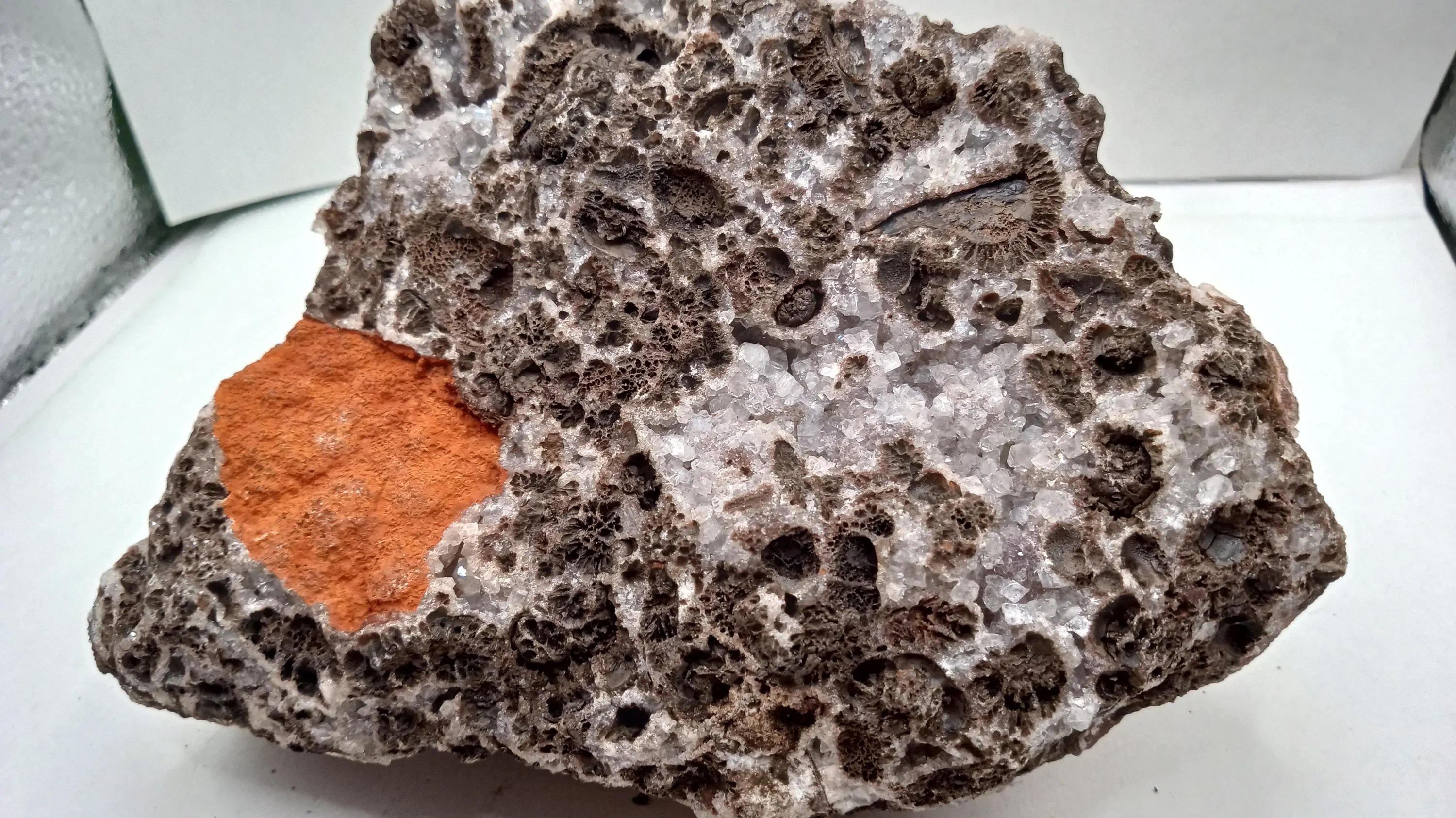 Red Ferruginous Quartz Crystals w/ Clear Quartz