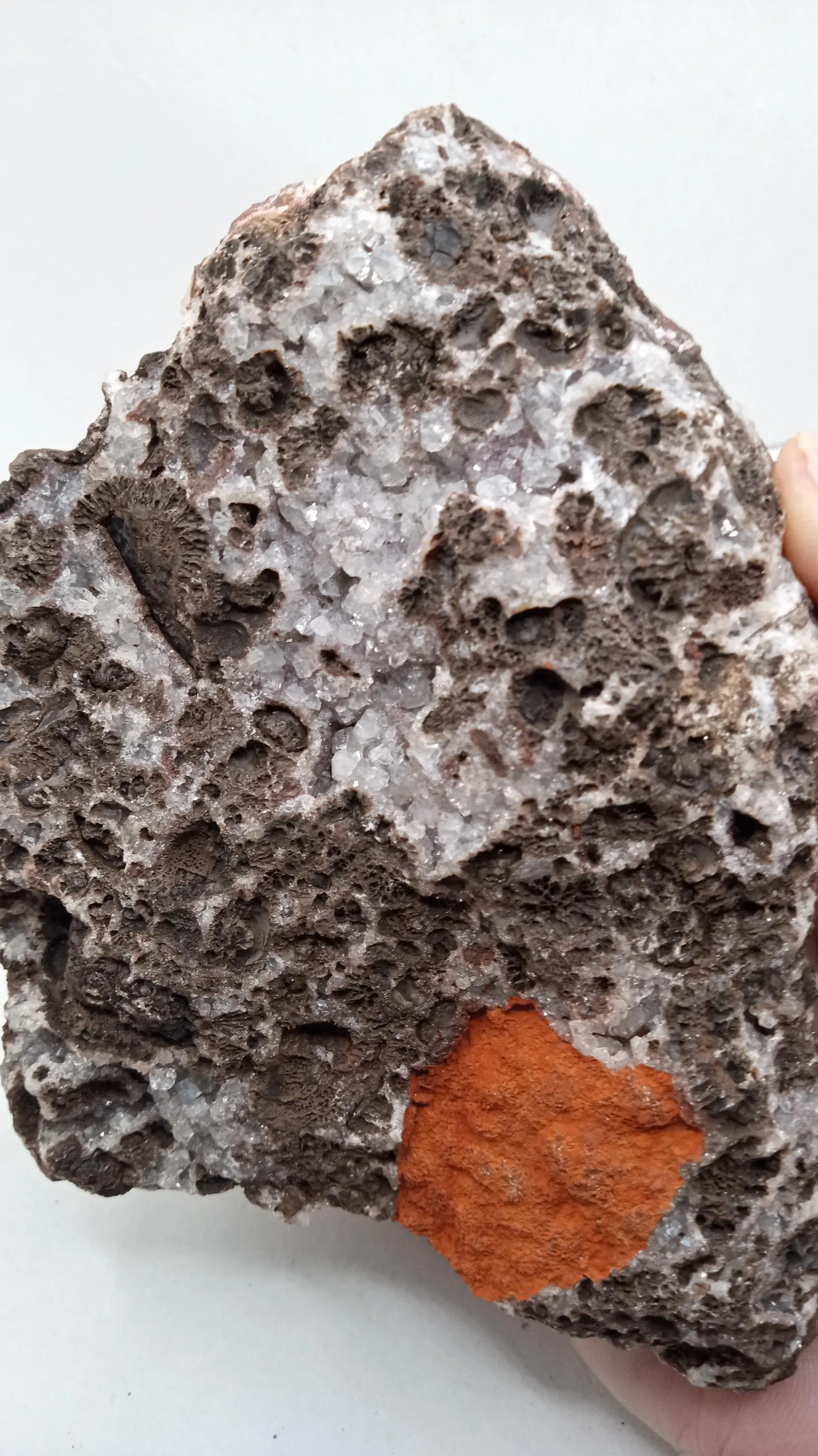 Red Ferruginous Quartz Crystals w/ Clear Quartz