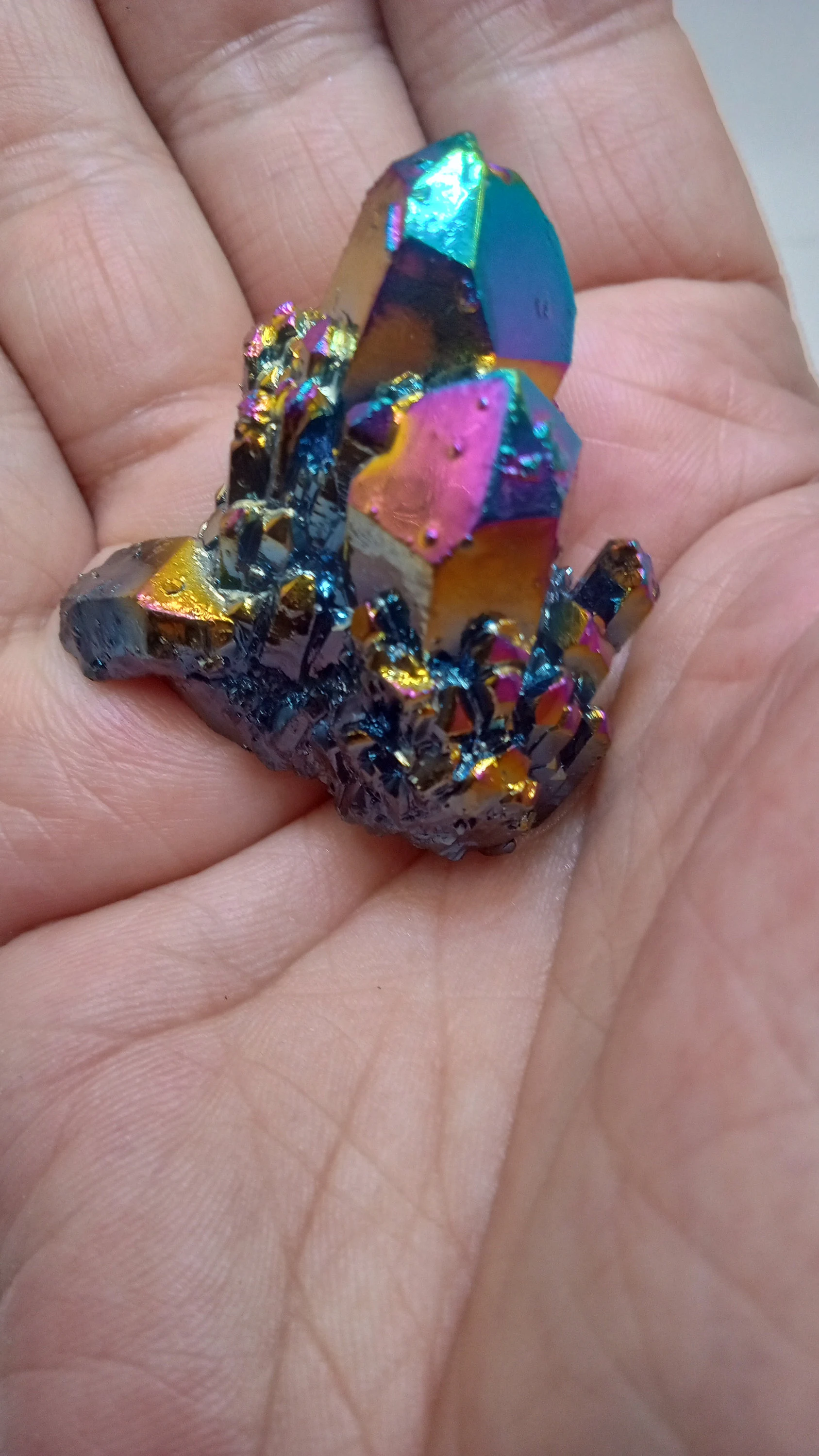 Titanium Rainbow Aura Crystal Quartz Cluster Specimen