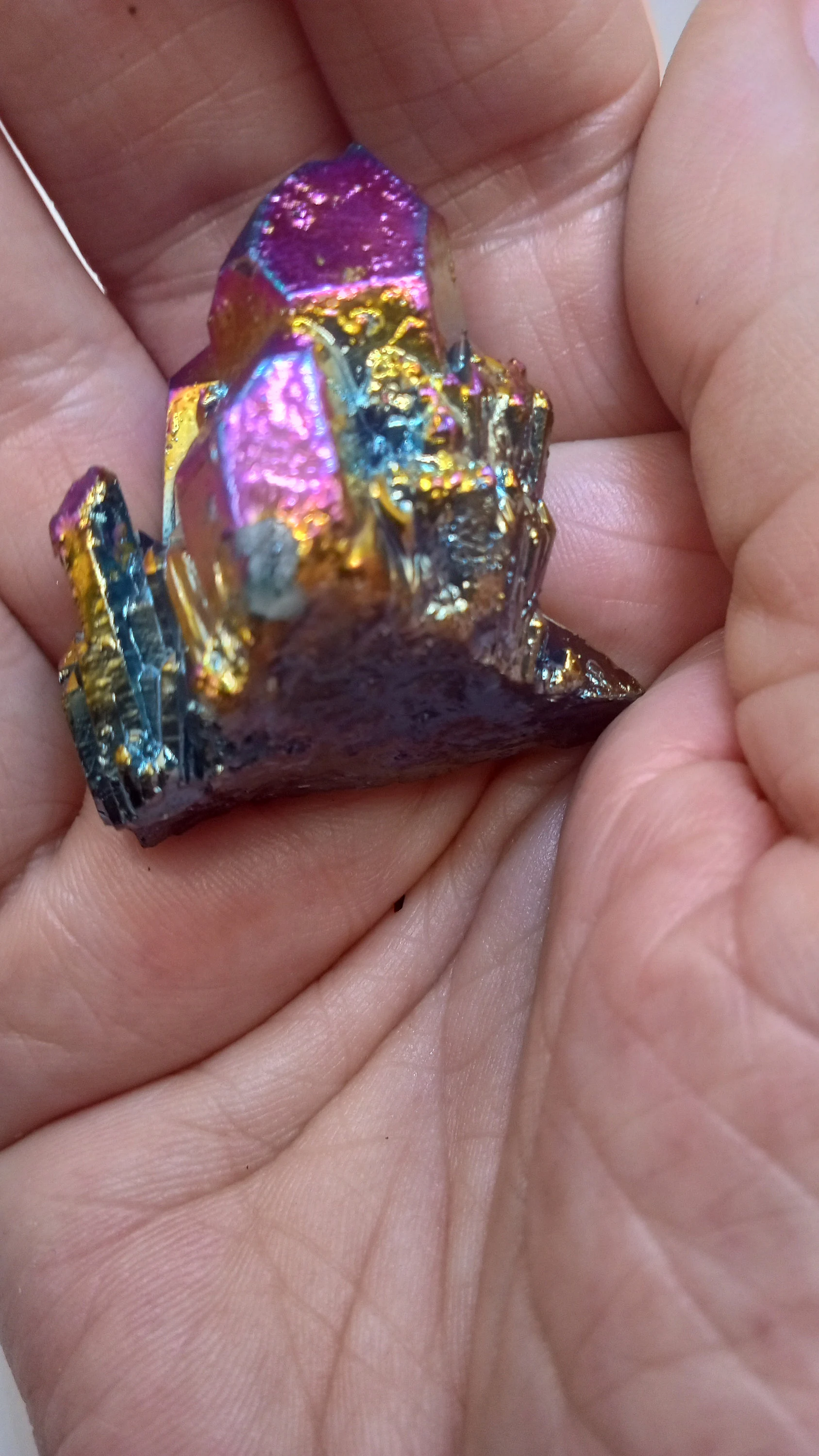 Titanium Rainbow Aura Crystal Quartz Cluster Specimen