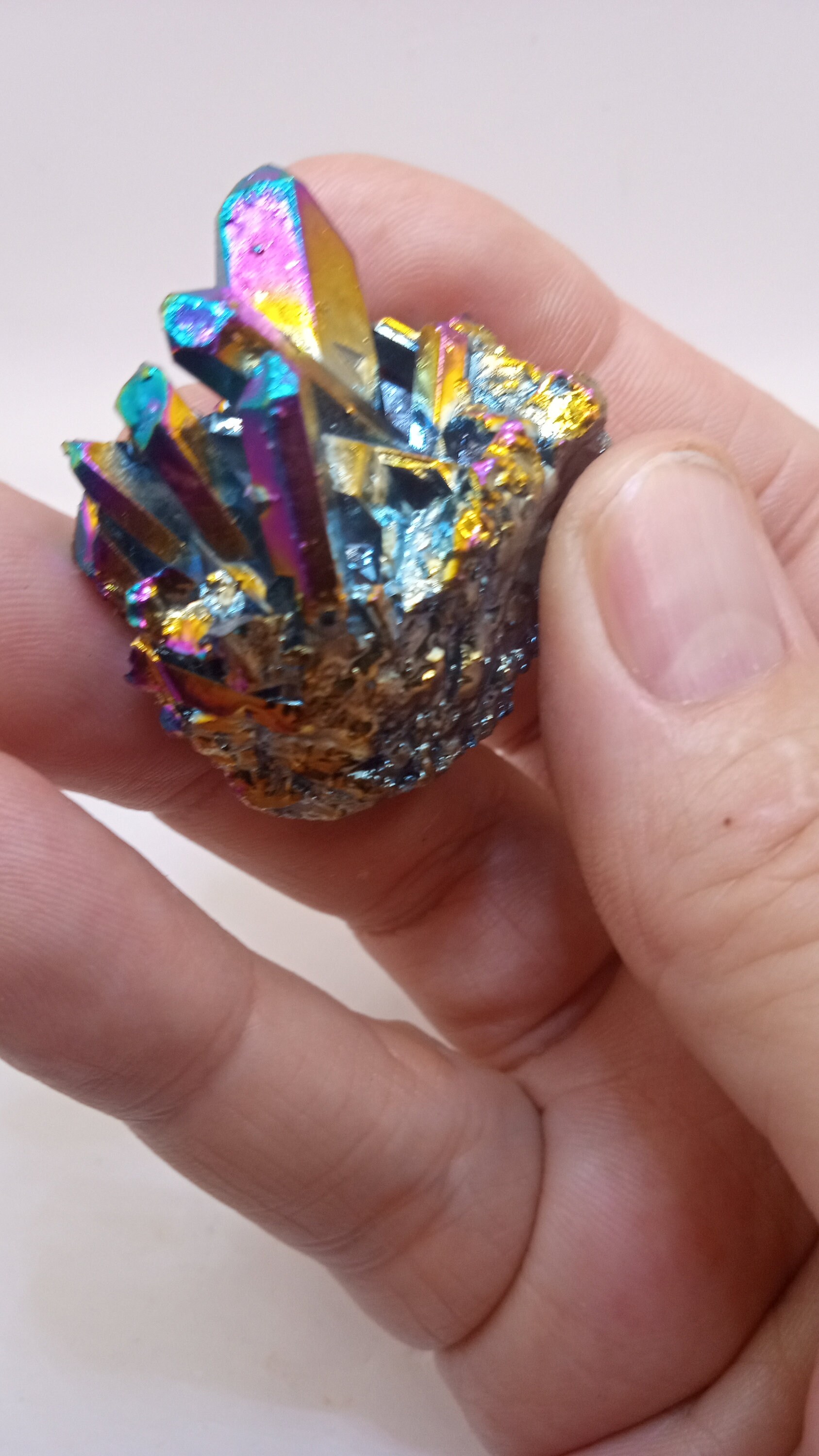 Titanium Rainbow Aura Crystal Quartz Cluster Specimen