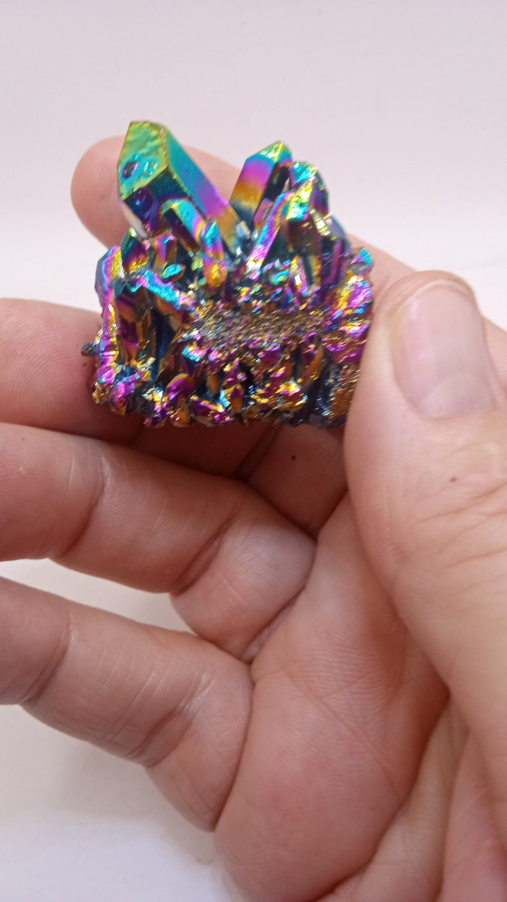 Titanium Rainbow Aura Crystal Quartz Cluster Specimen