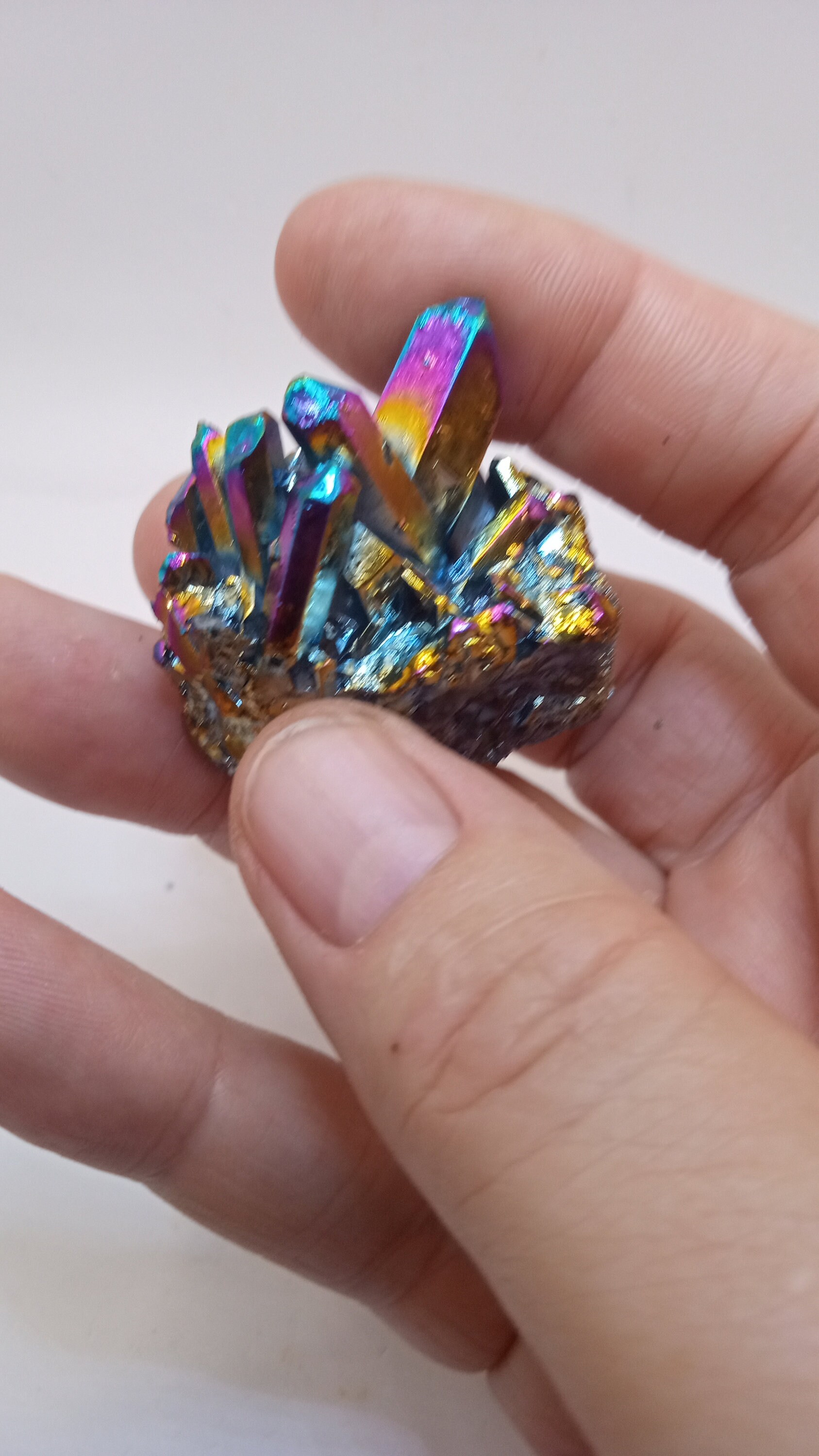 Titanium Rainbow Aura Crystal Quartz Cluster Specimen