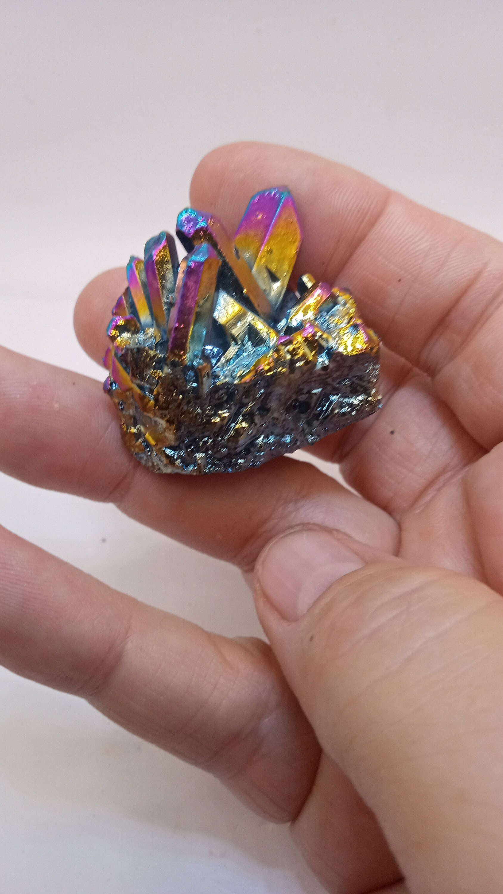 Titanium Rainbow Aura Crystal Quartz Cluster Specimen