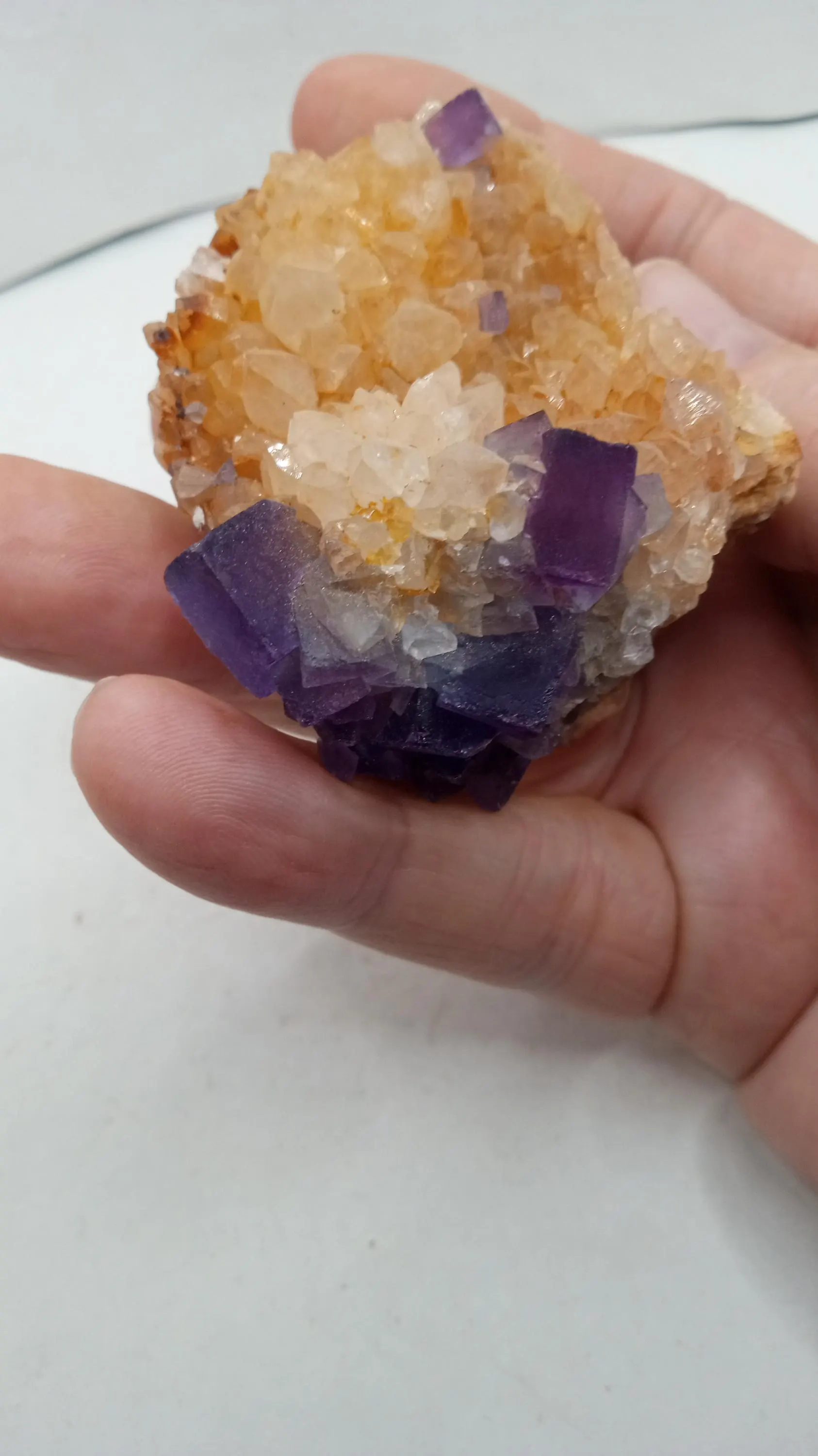 Citrine w/ Purple Fluorite Mineral Specimen