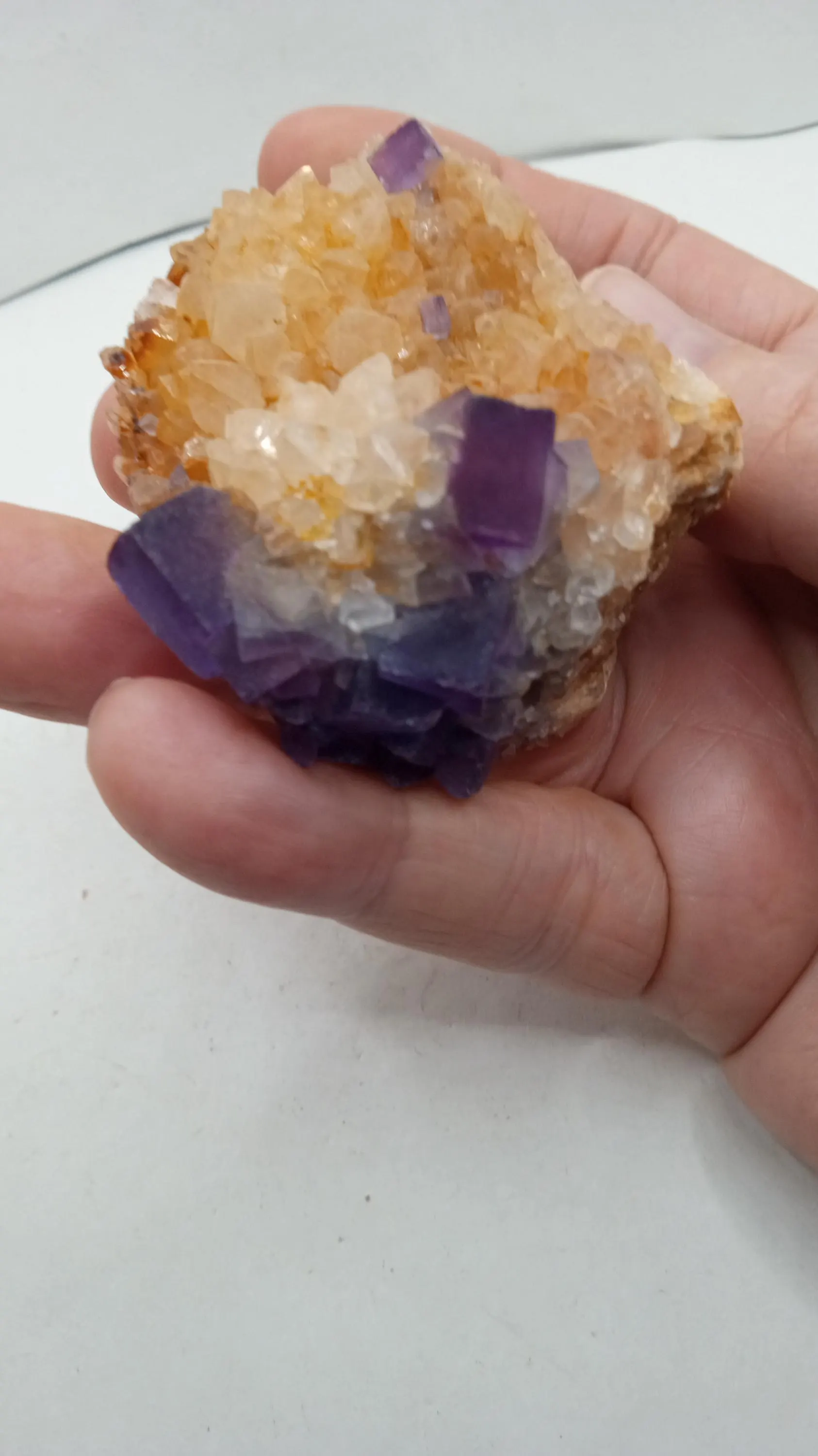 Citrine w/ Purple Fluorite Mineral Specimen