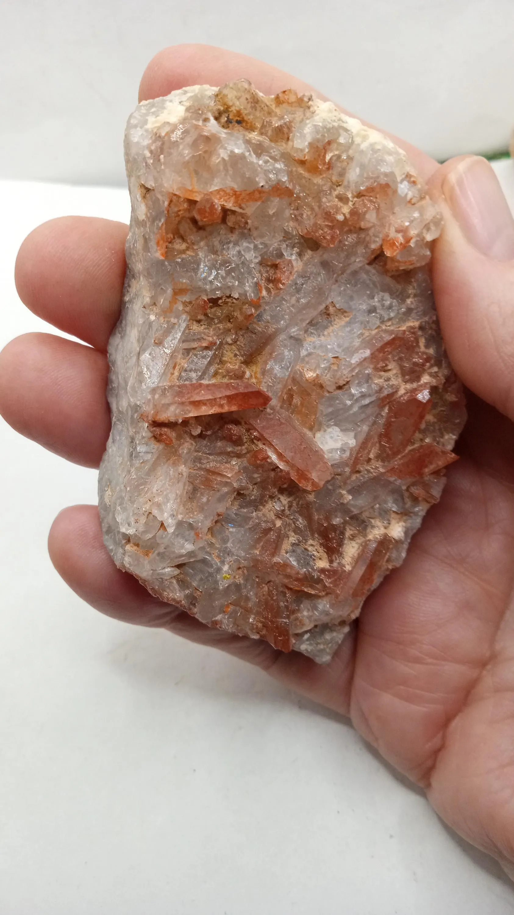 Quartz  Red & Clear  ( 2 ) Included - Mineral Specimens