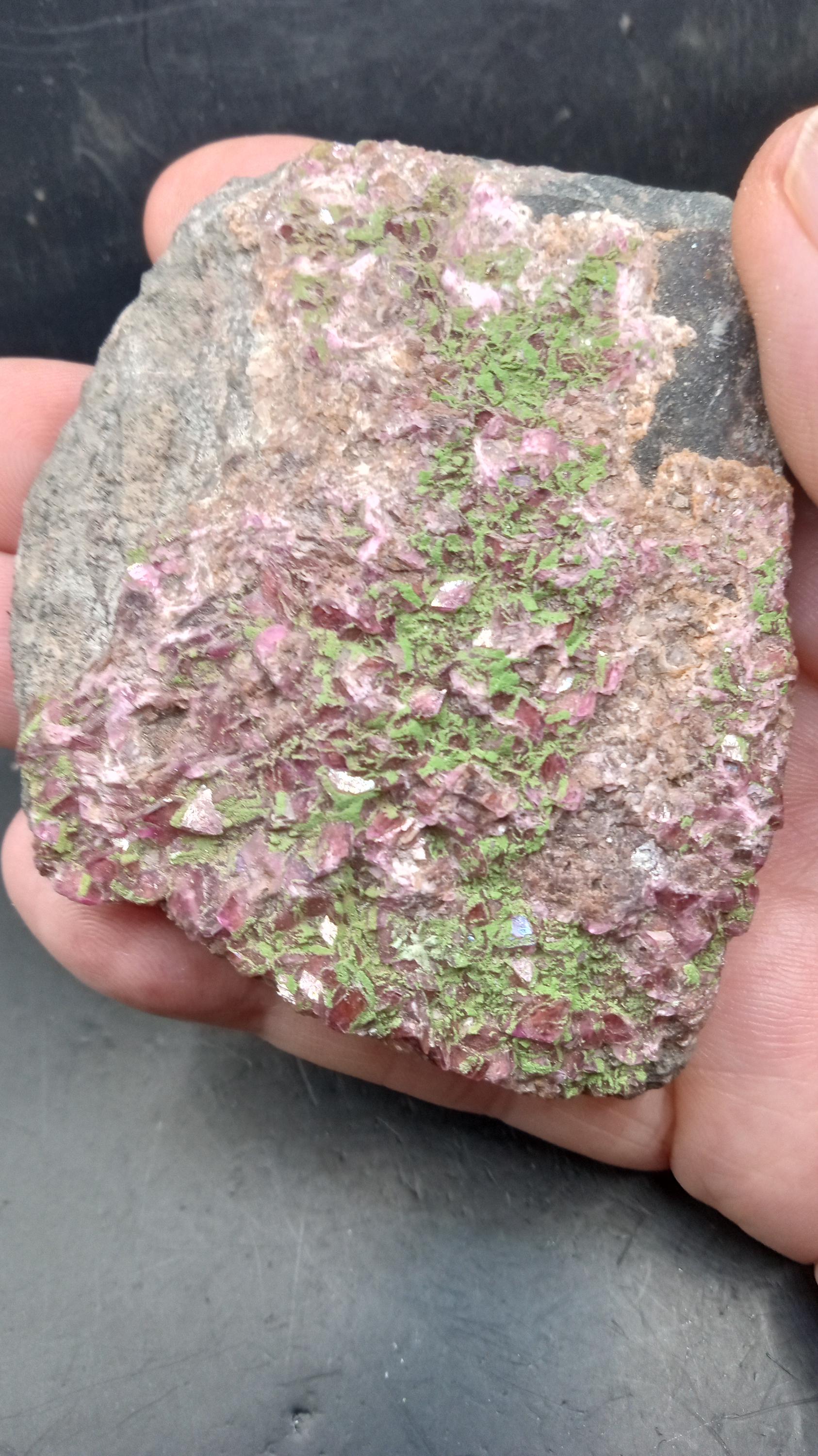Red Calcite Crystals with Conichalcite Mineral