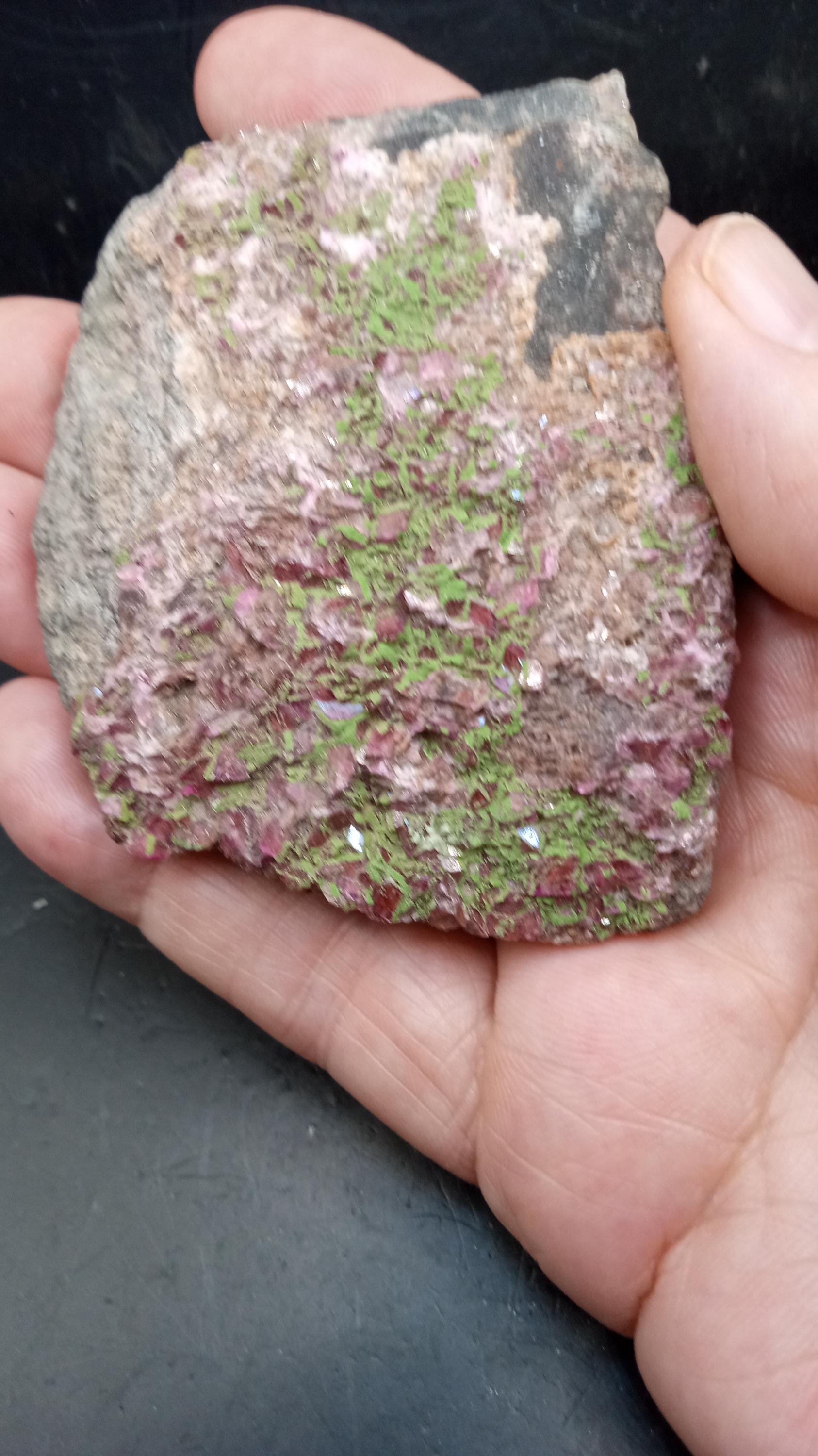 Red Calcite Crystals with Conichalcite Mineral
