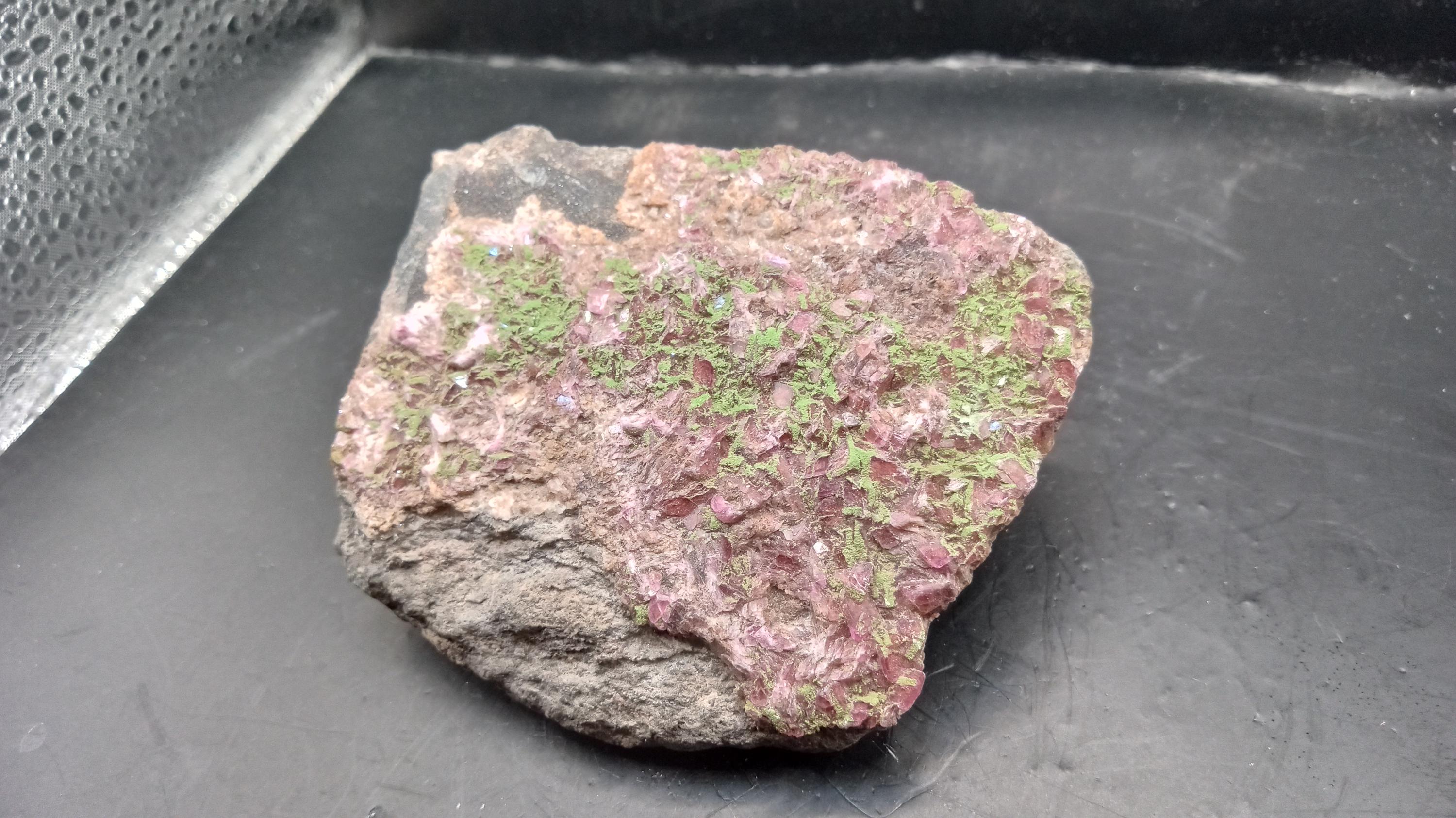 Red Calcite Crystals with Conichalcite Mineral