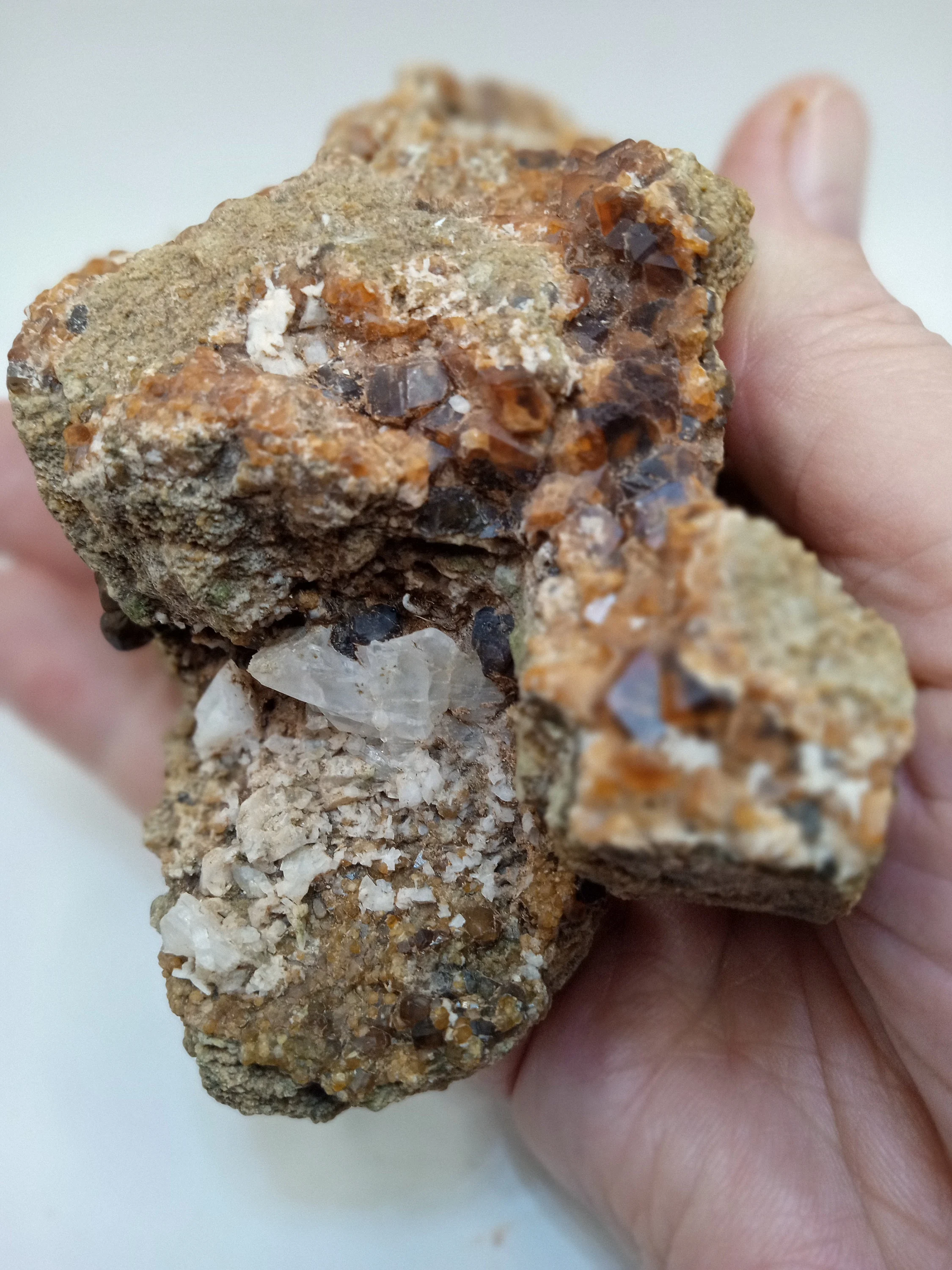 Grossular Garnet w/ calcite, Quartz