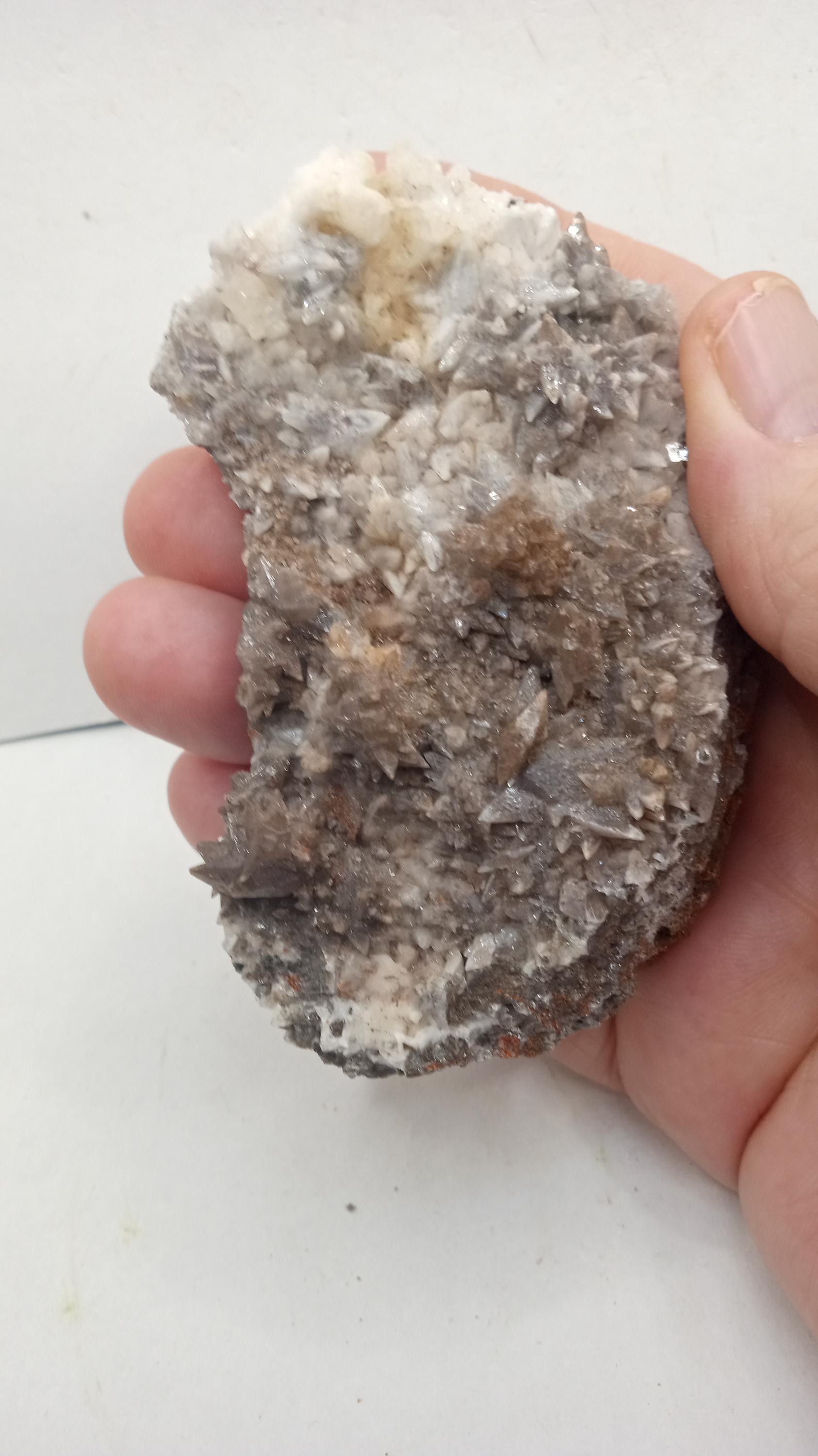 Dogtooth Calcite with Red Sparkly Ferruginous Quartz