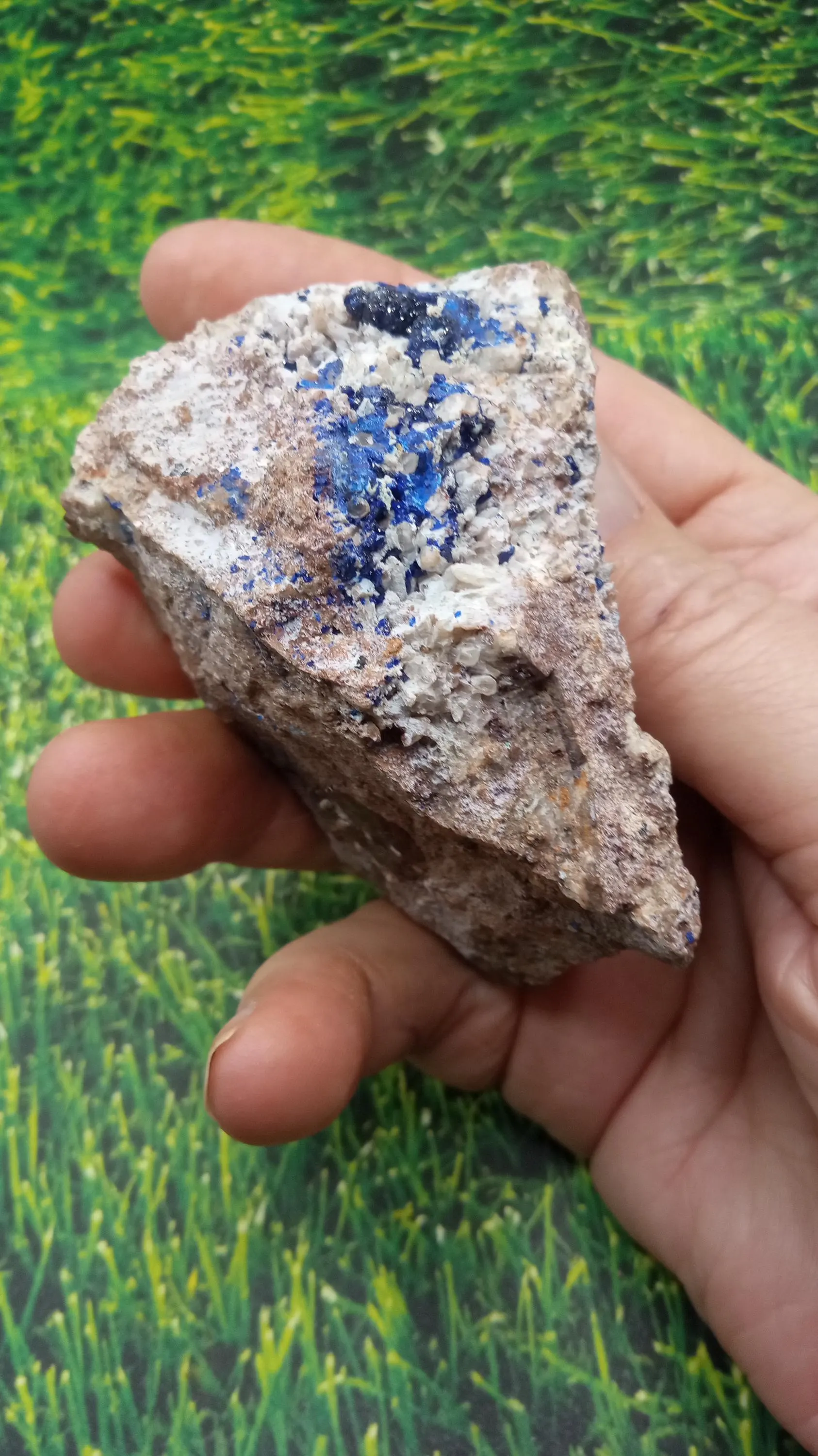 Blue Azurite w/ Halite Mineral Specimen - New Mexico