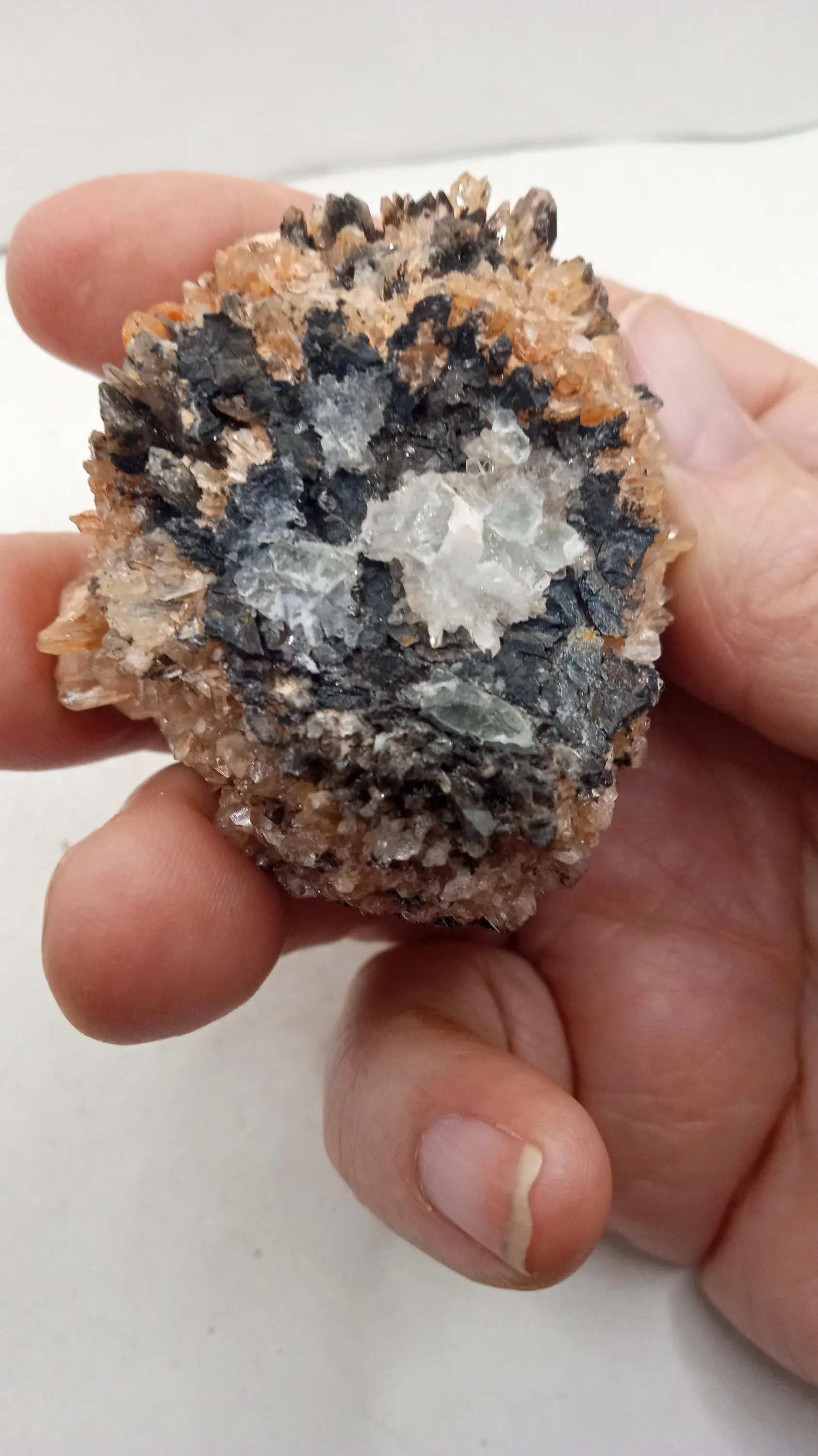 Creedite w/ Stilbite Mineral Specimen -