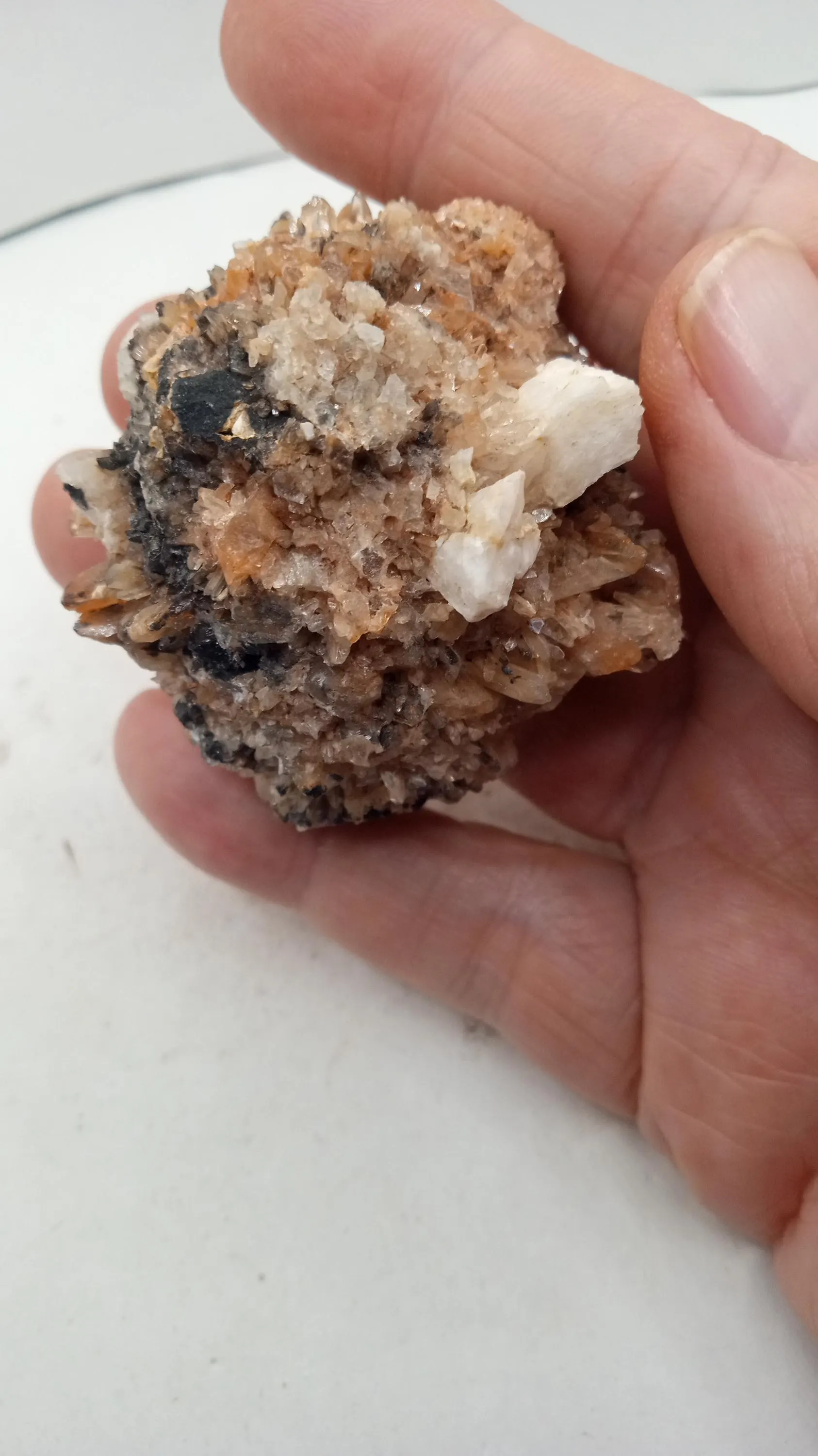 Creedite w/ Stilbite Mineral Specimen -