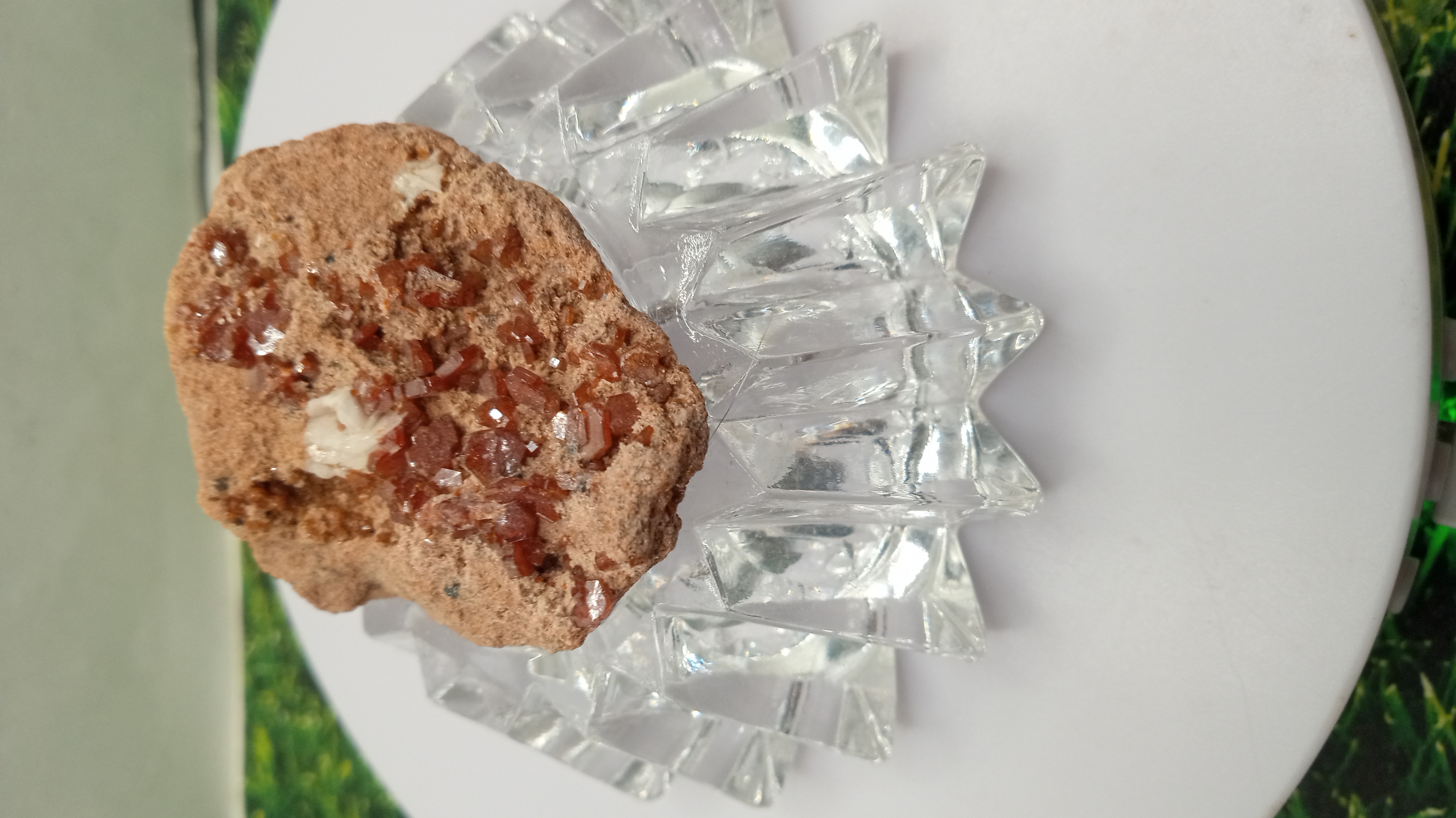 Vanadinite Mineral Specimen w / Glass Stand Mibladen, Morocco